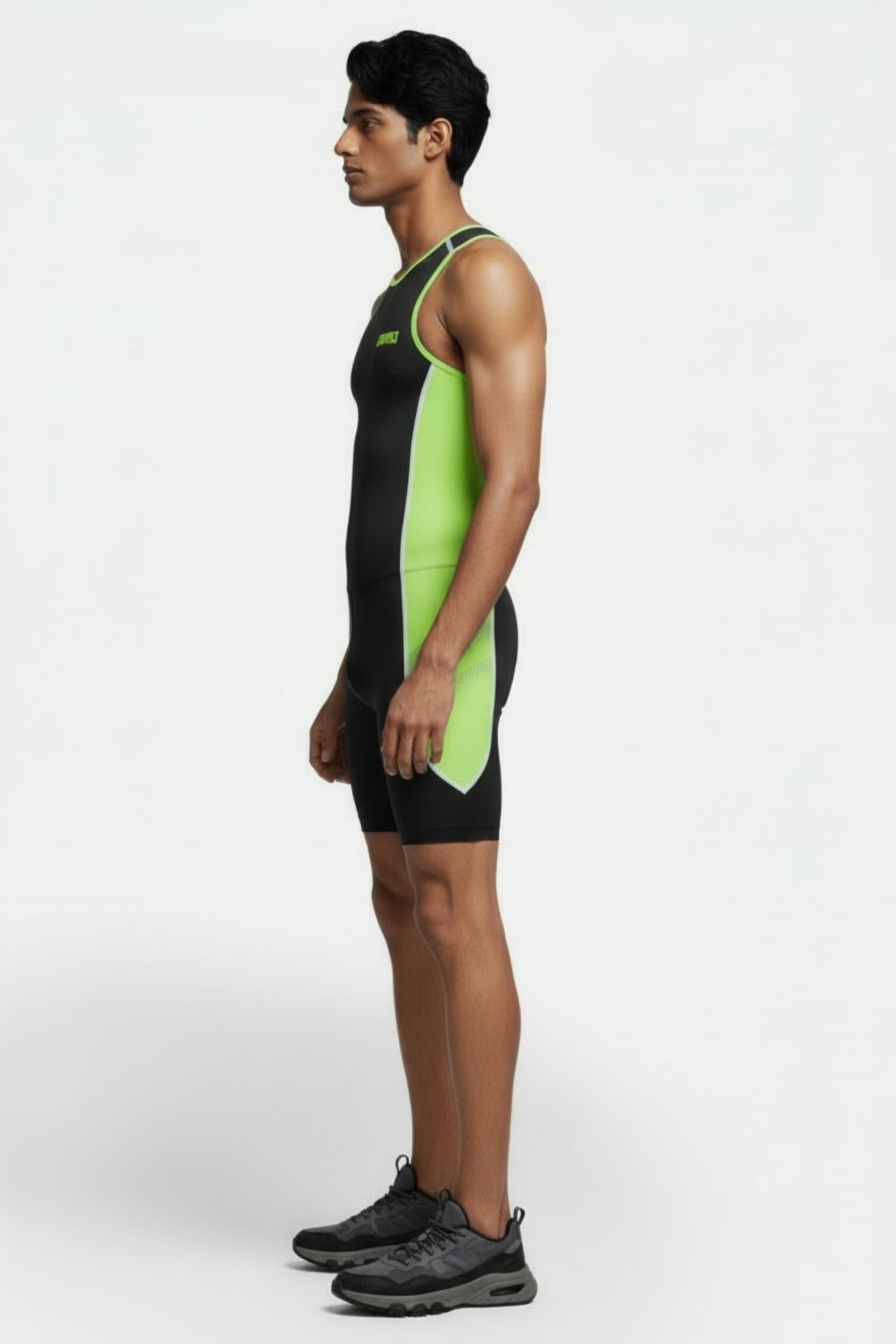 W REAR ZIP TRISUIT ST BLACK/PEA-GREEN 3