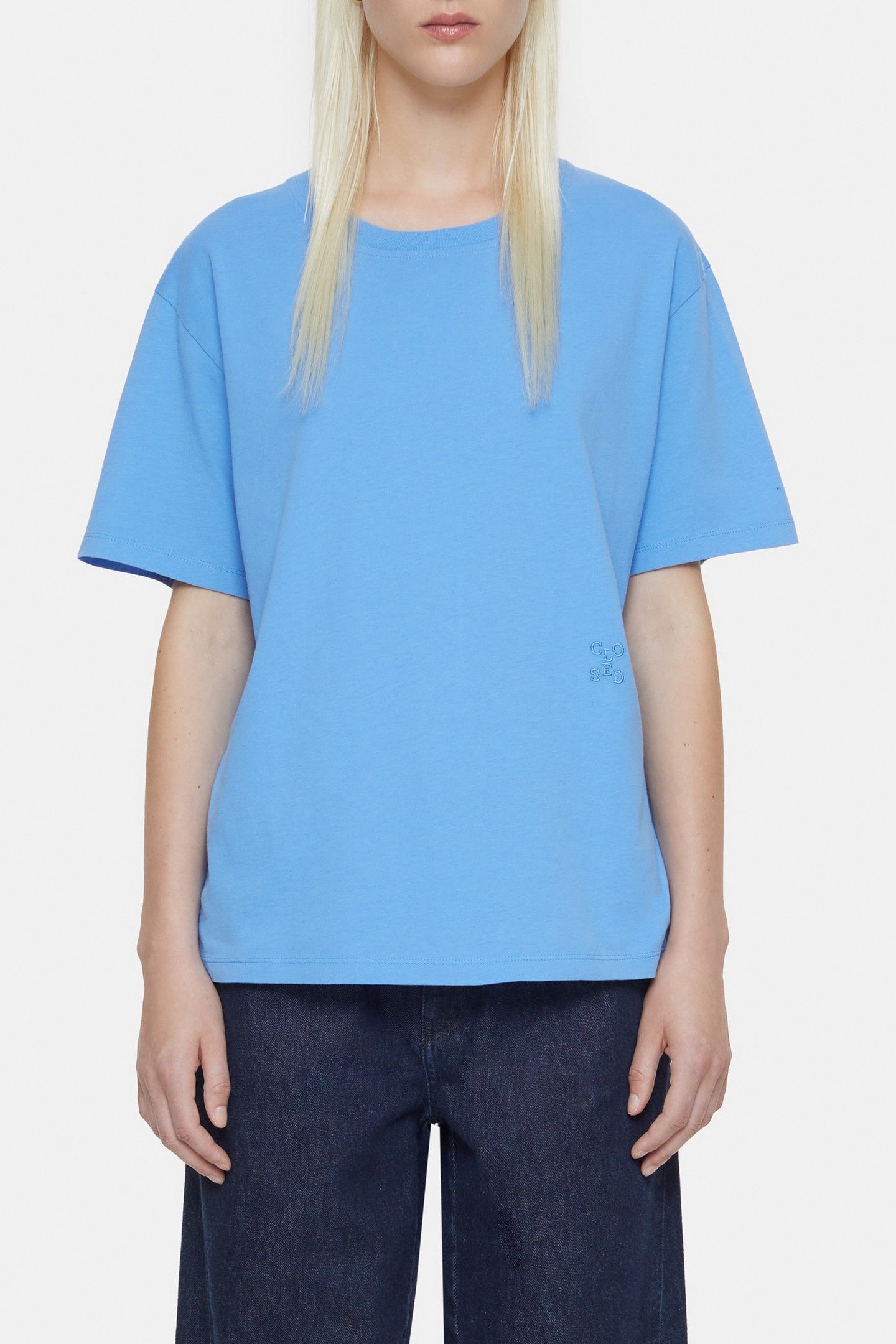 CREW NECK SHORT SLEEVE T-SHIRTS CHAMBRAY BLUE 2