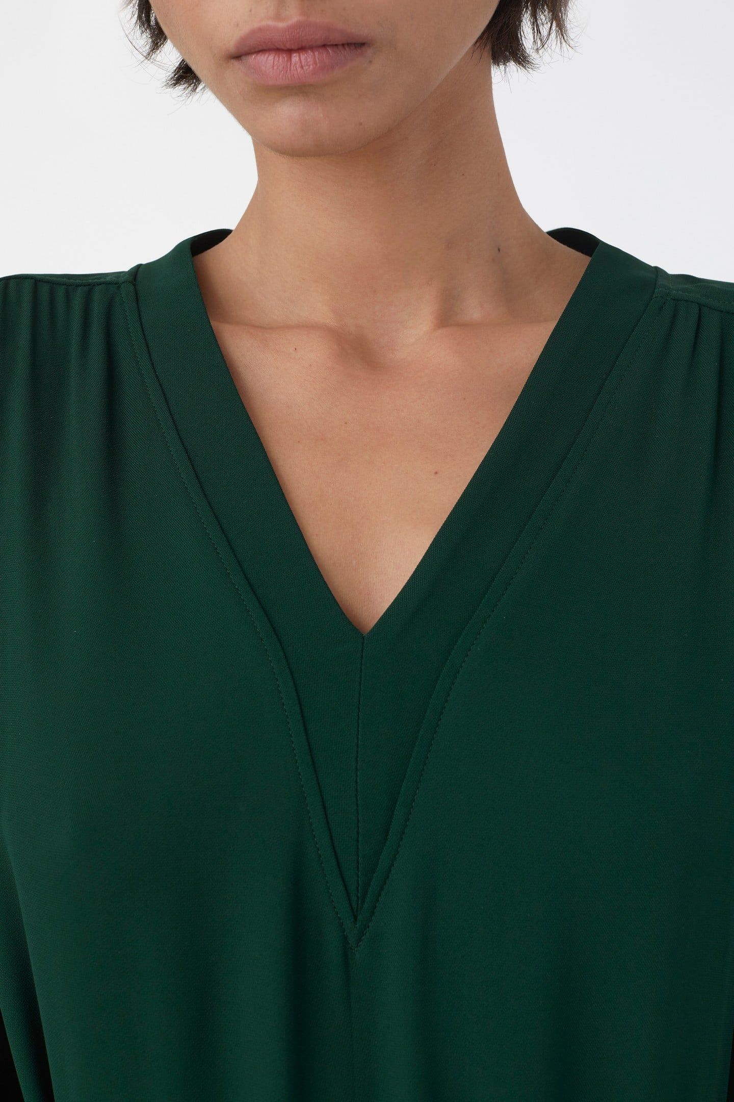 BELTED V NECK DRESS FERN GREEN 6
