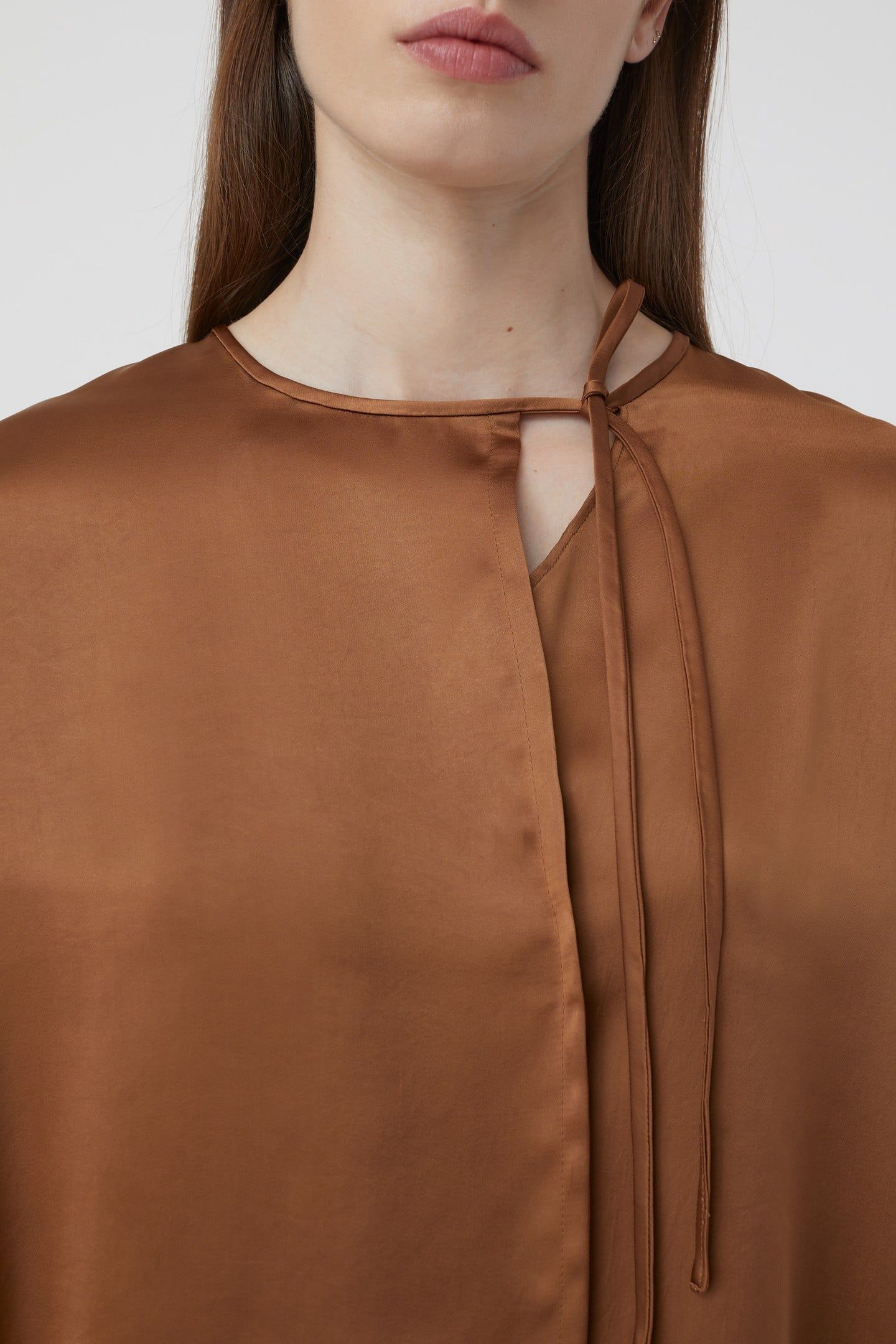 SILK LONG BLOUSE SHIRT AUBURN 5