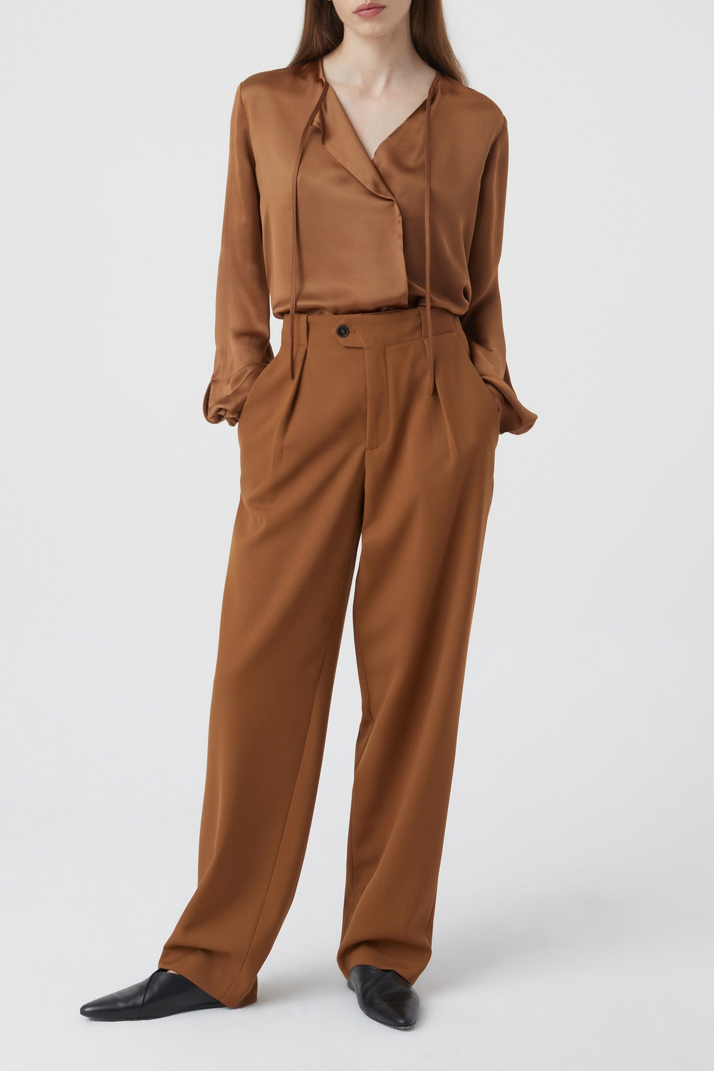SILK LONG BLOUSE SHIRT AUBURN 2