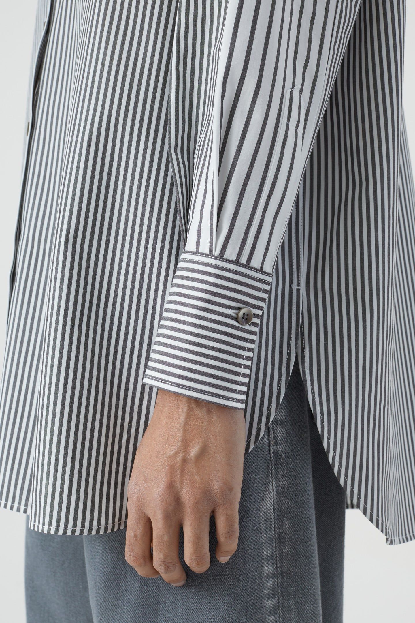 CHESTPOCKET LONG SLEEVE BLOUSE SHIRT CHARCOAL 6