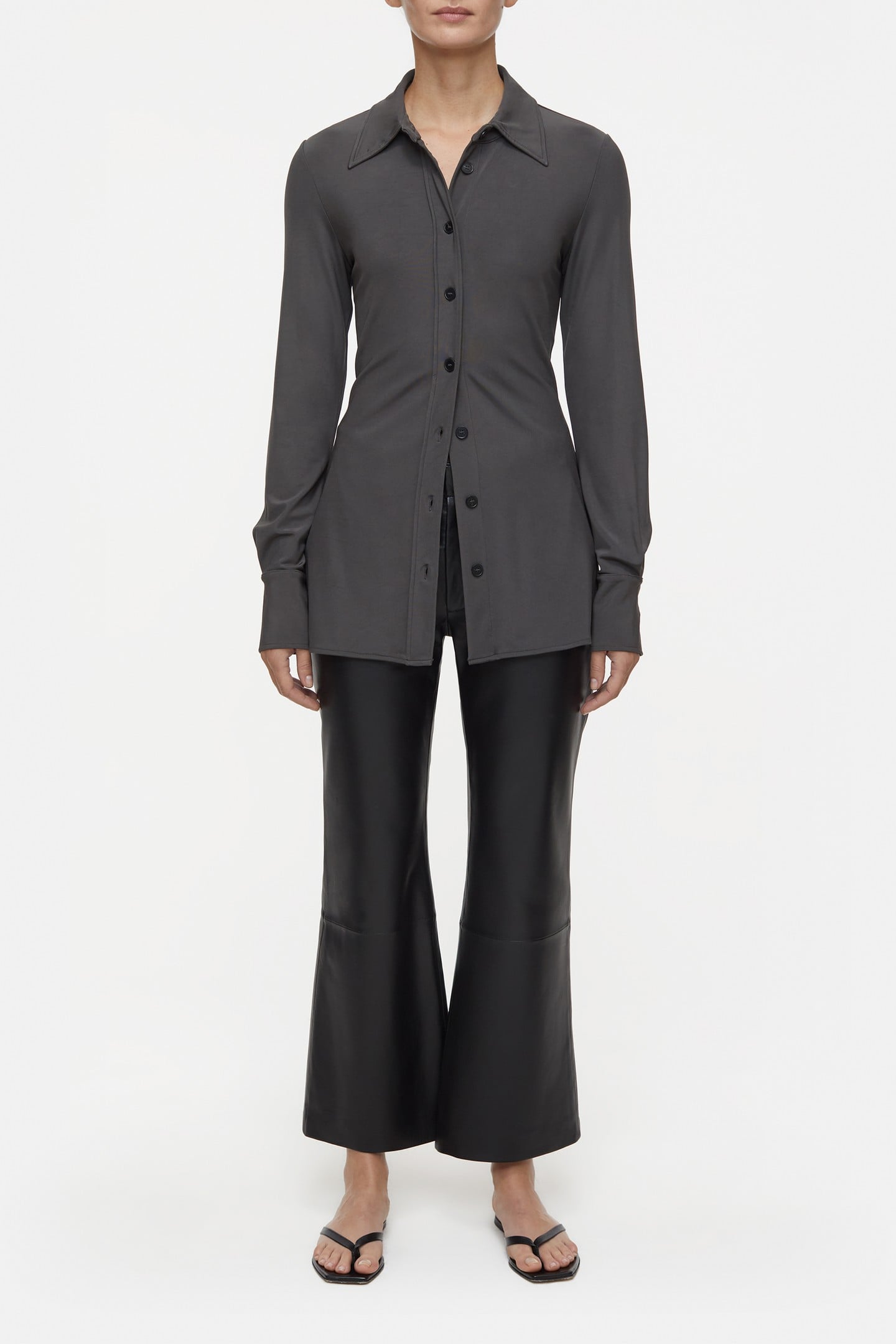 WAISTED BLOUSE SHIRT CHARCOAL 1