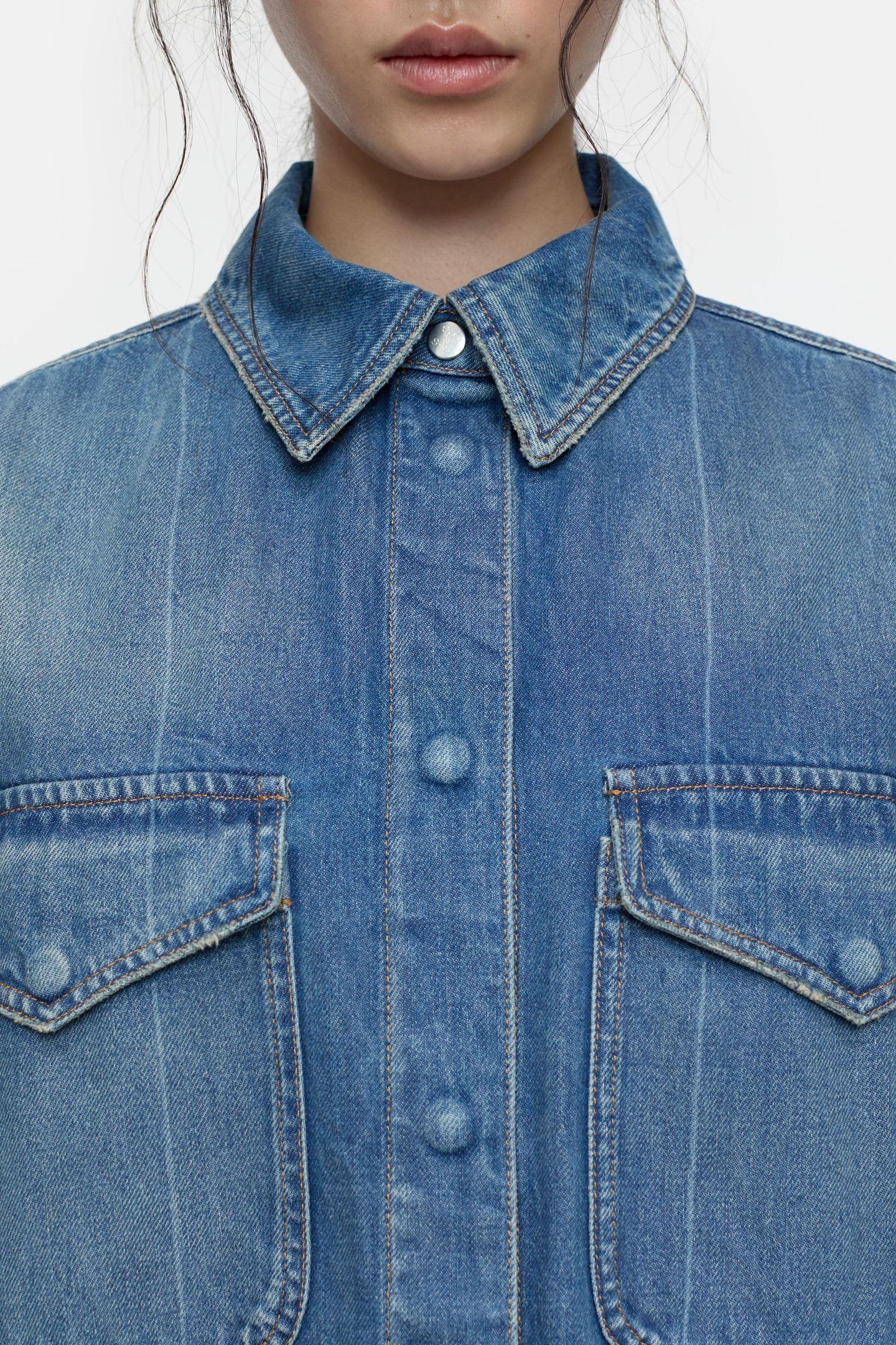 DENIM OVERSHIRT MID BLUE 6