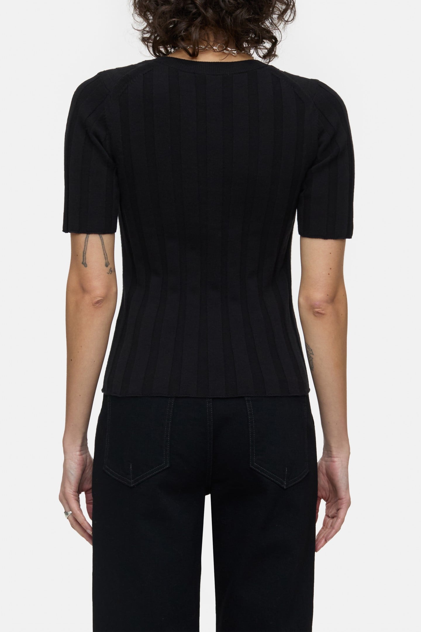 CREW NECK SHORT SLEEVE KNITS BLACK 3
