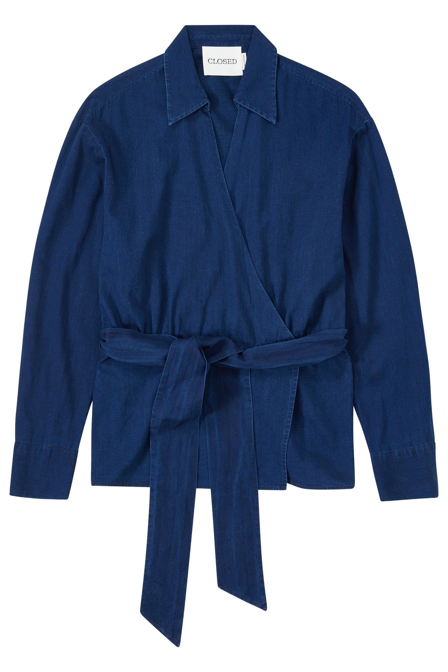 BELTED WRAP BLOUSE SHIRT DARK BLUE 3
