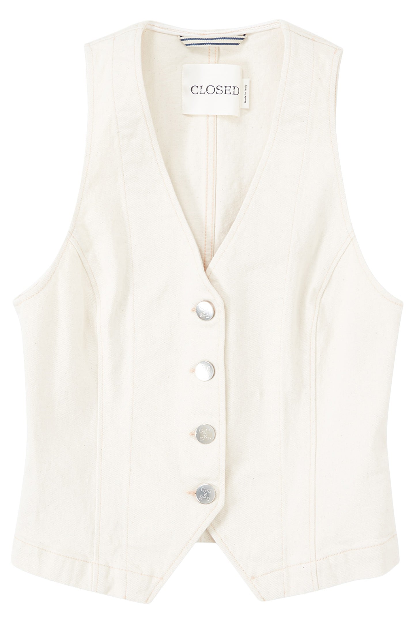 FITTED DENIM WAISTCOAT SHIRTS & BLOUSES IVORY 3