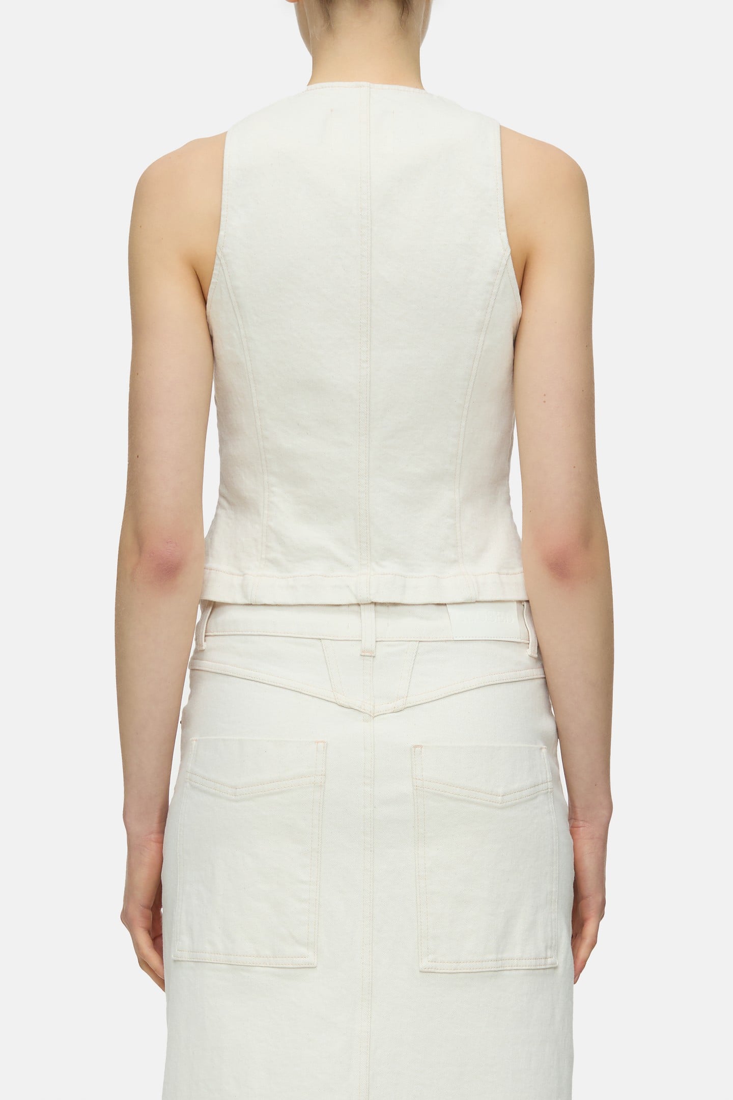 FITTED DENIM WAISTCOAT SHIRTS & BLOUSES IVORY 2