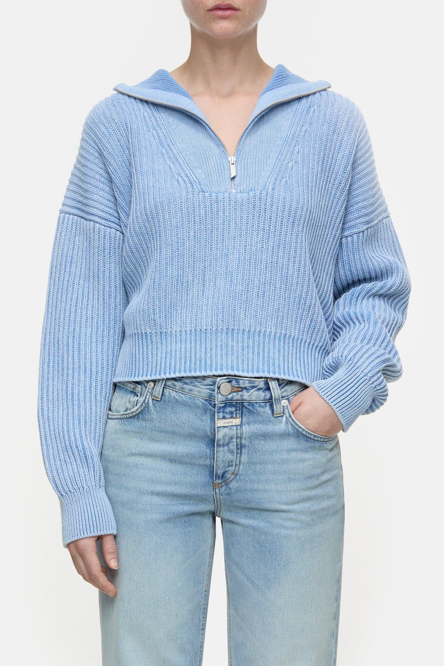 CROPPED TROYER KNITS LAZIO BLUE 1