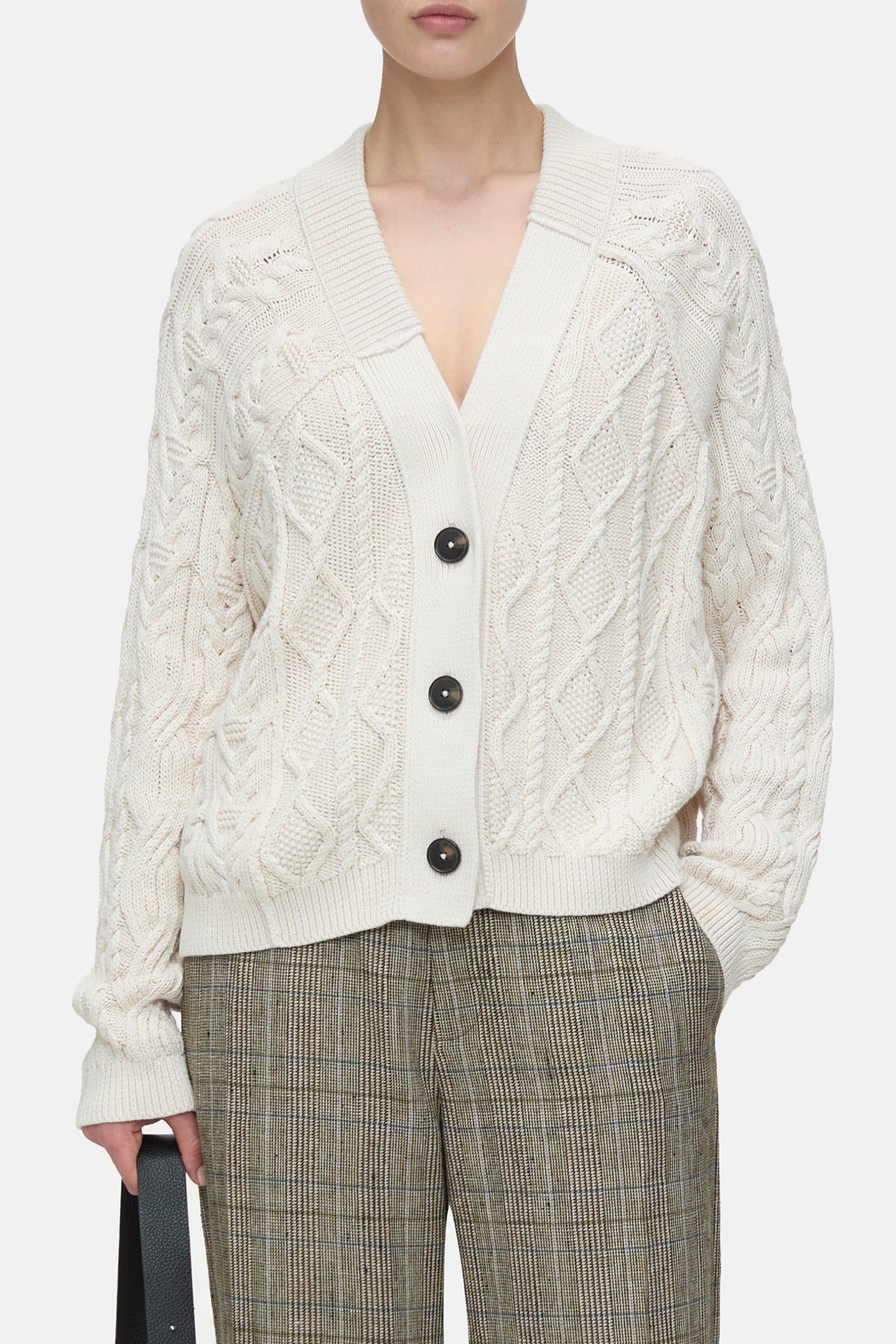 V CARDIGAN LONG SLEEVE KNITS IVORY 1