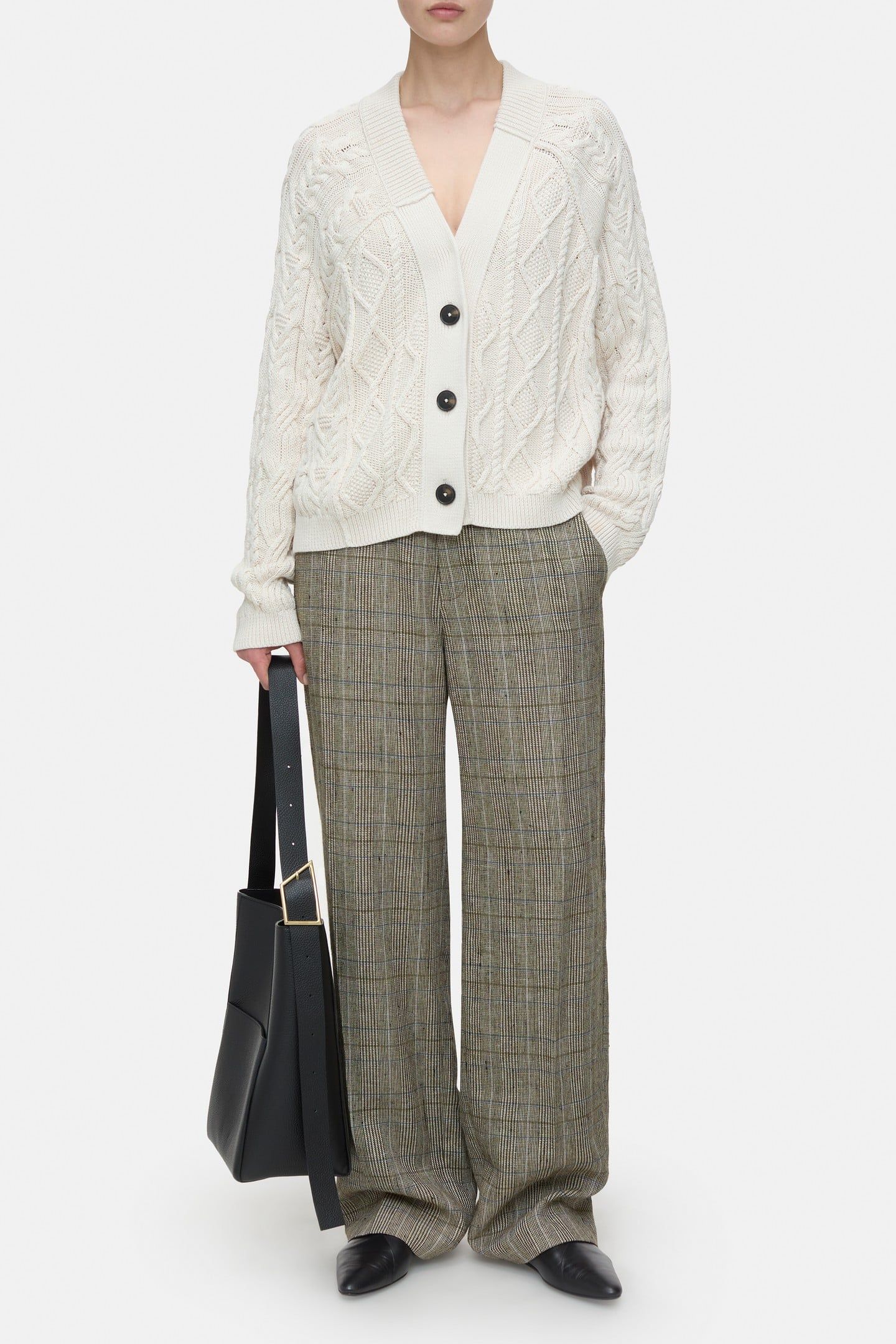 V CARDIGAN LONG SLEEVE KNITS IVORY 2