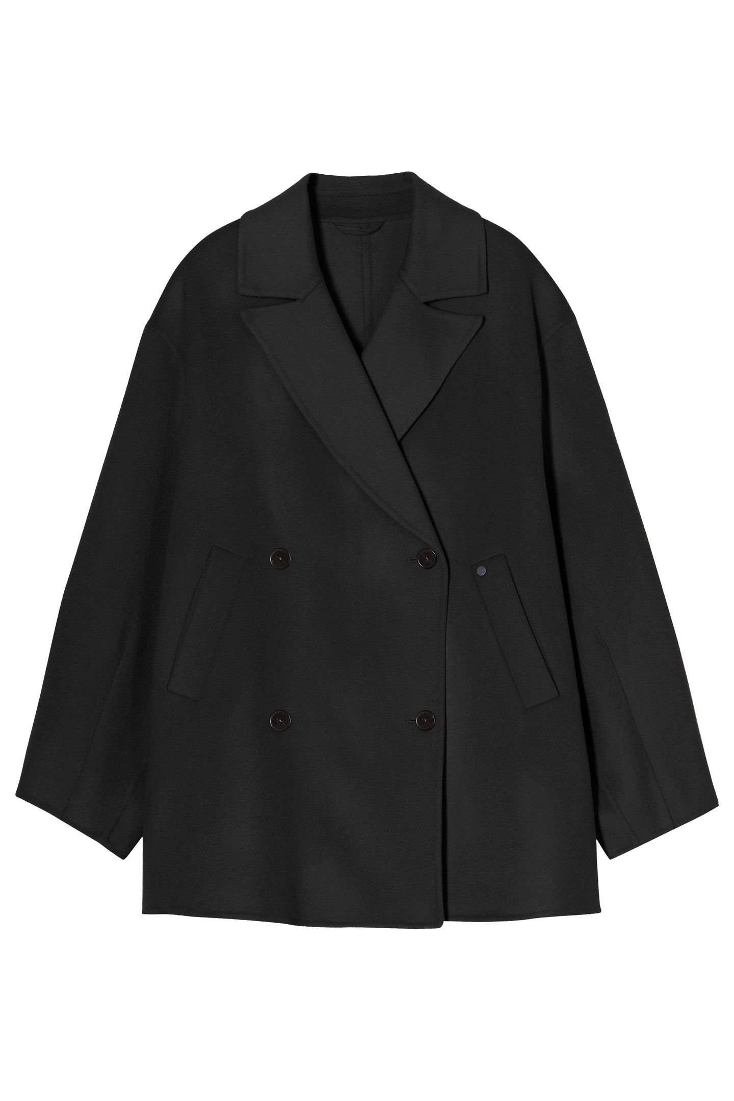DOUBLE BREASTED COAT JACKET BLACK 4