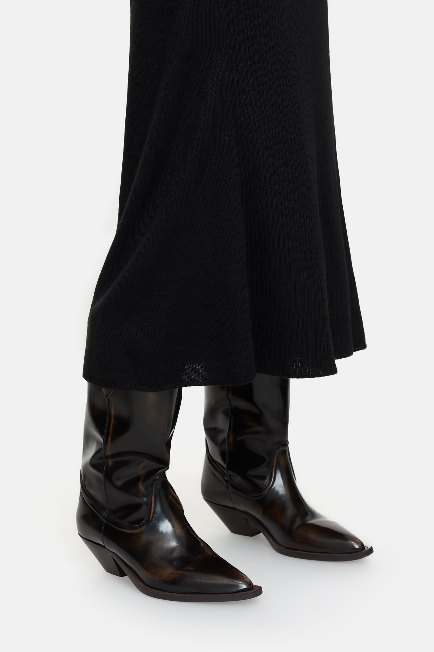 LONG SLEEVE RIB DRESS BLACK 3