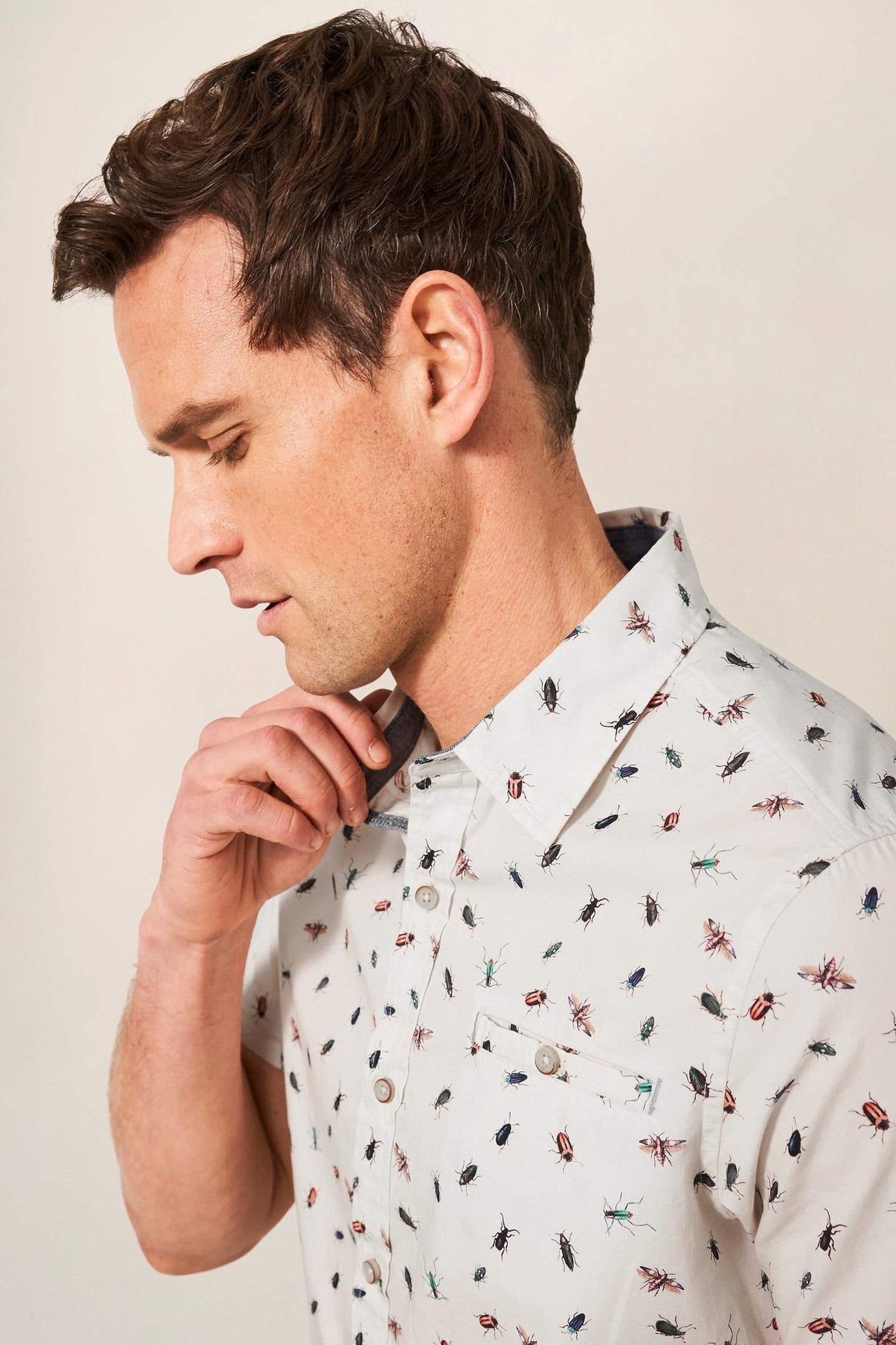INSECT PRINTED SLIM FIT SHIRT WHITE MULTI 4