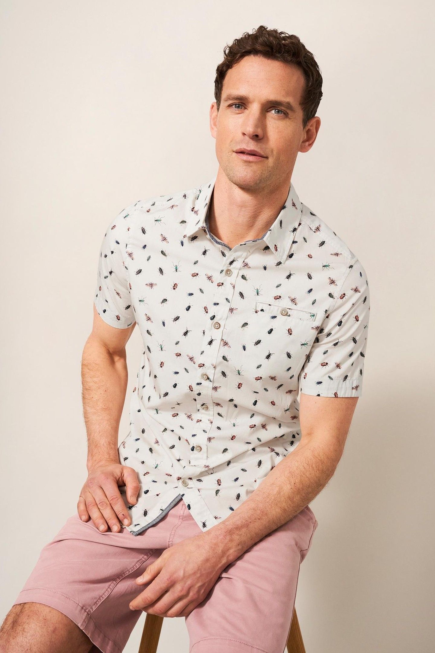 INSECT PRINTED SLIM FIT SHIRT WHITE MULTI 2