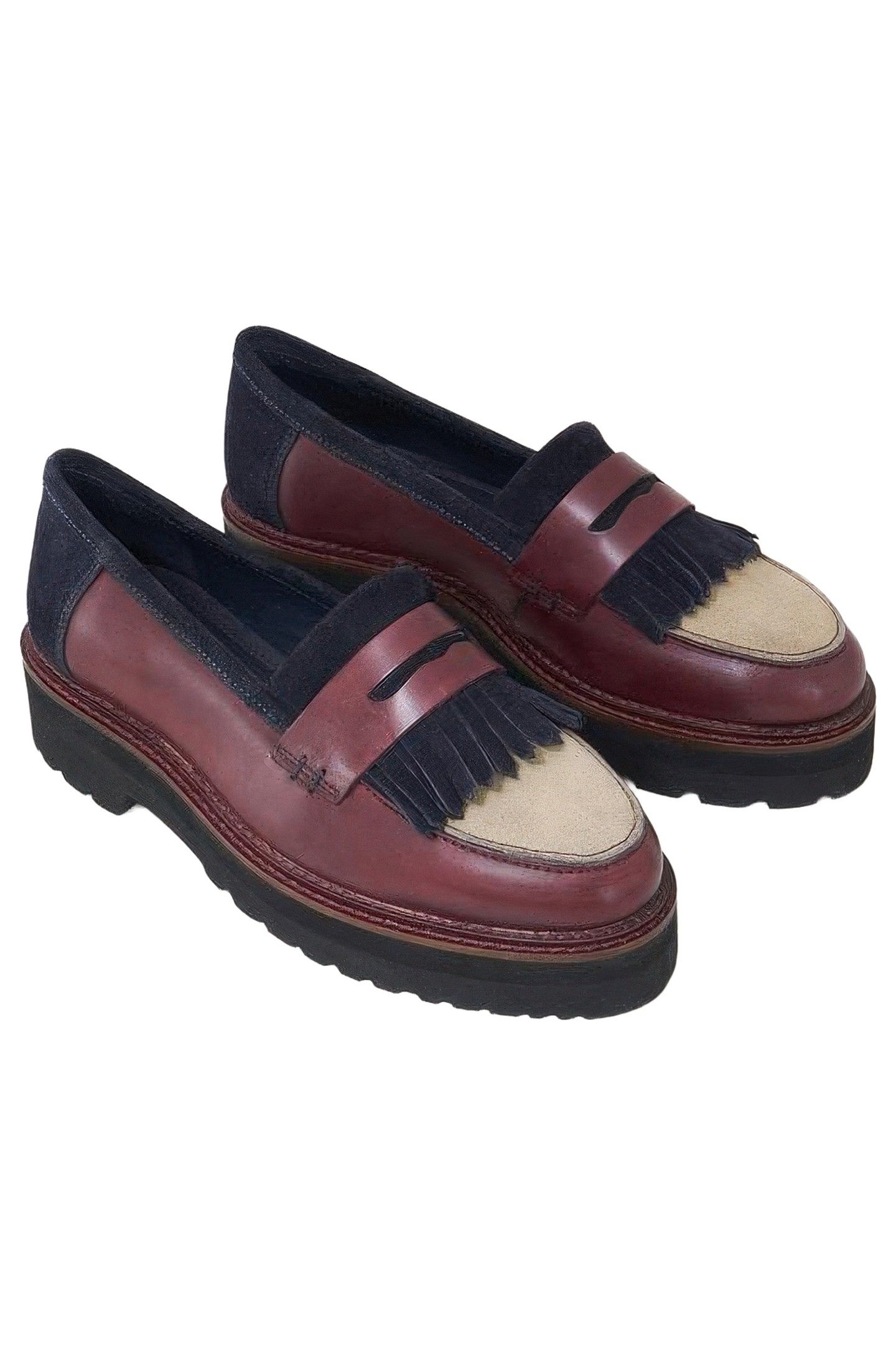 ELVA CHUNKY LEATHER MIX LOAFER NAVY MULTI 2