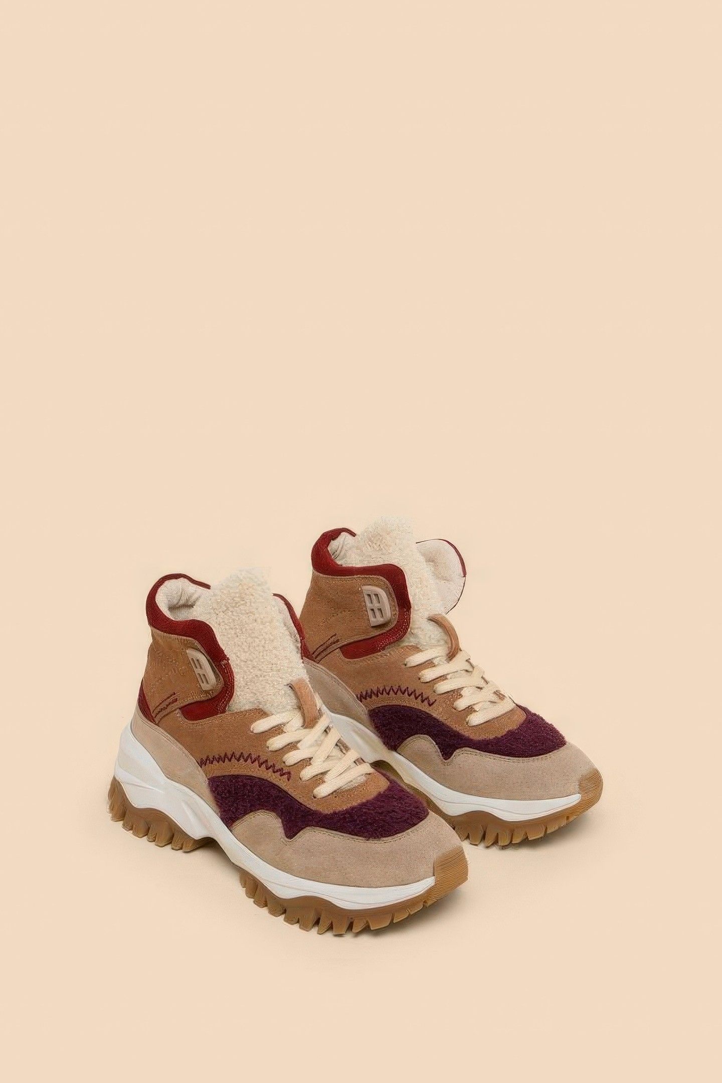 CHUNKY SUEDE HI-TOP TRAINER TAN MULTI 2
