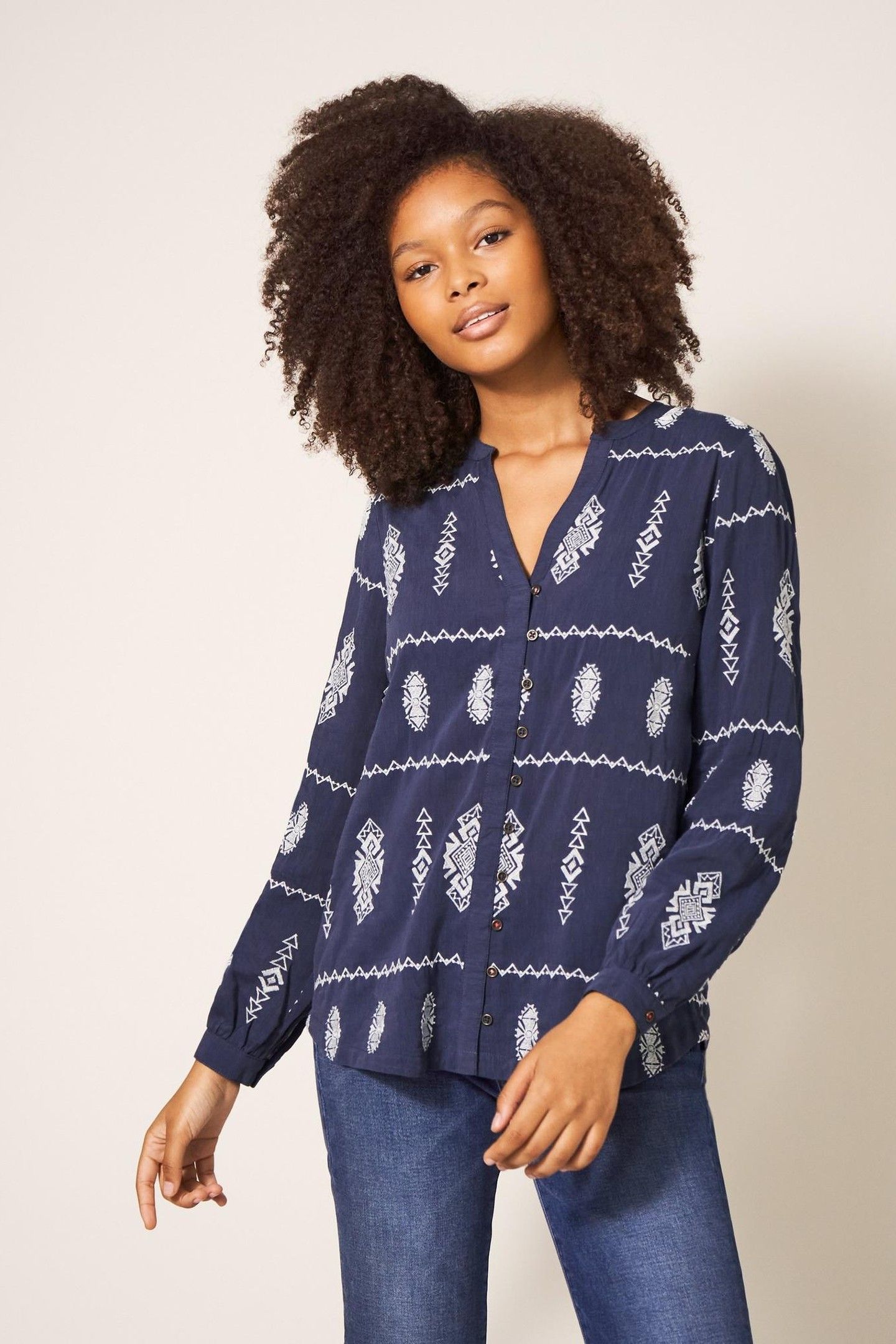 KATE EMBROIDERED SHIRT GREY MULTI 1