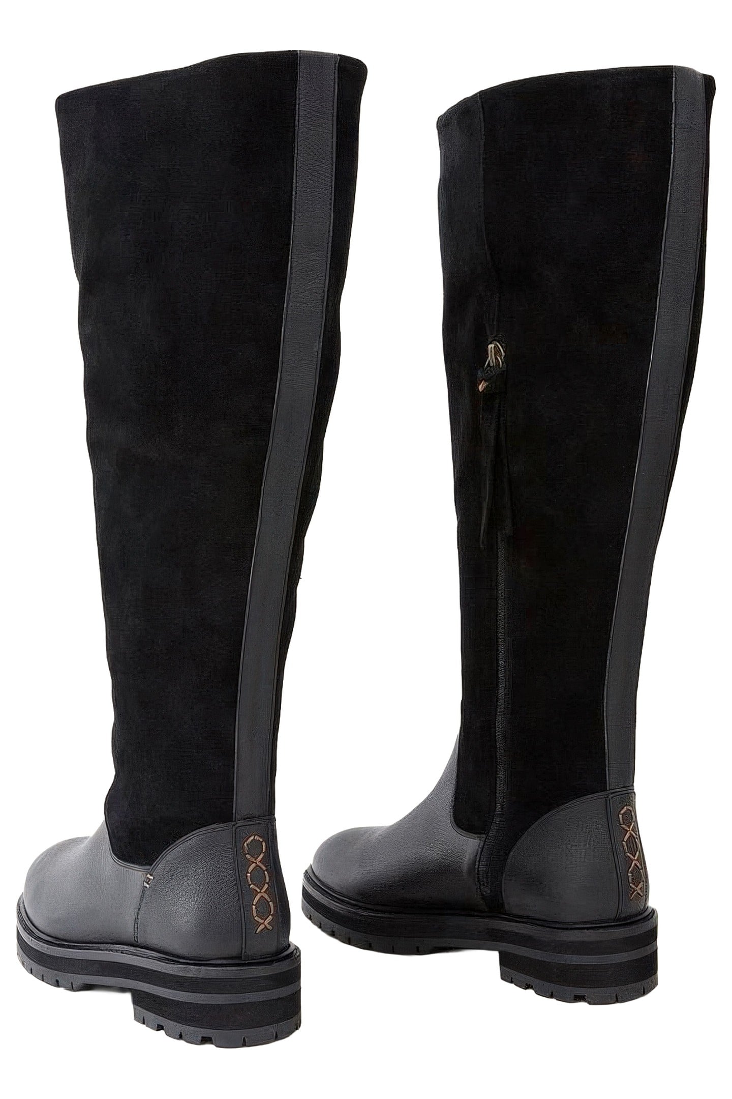 ENYA LEATHER FUR KNEE BOOT PURE BLACK 5