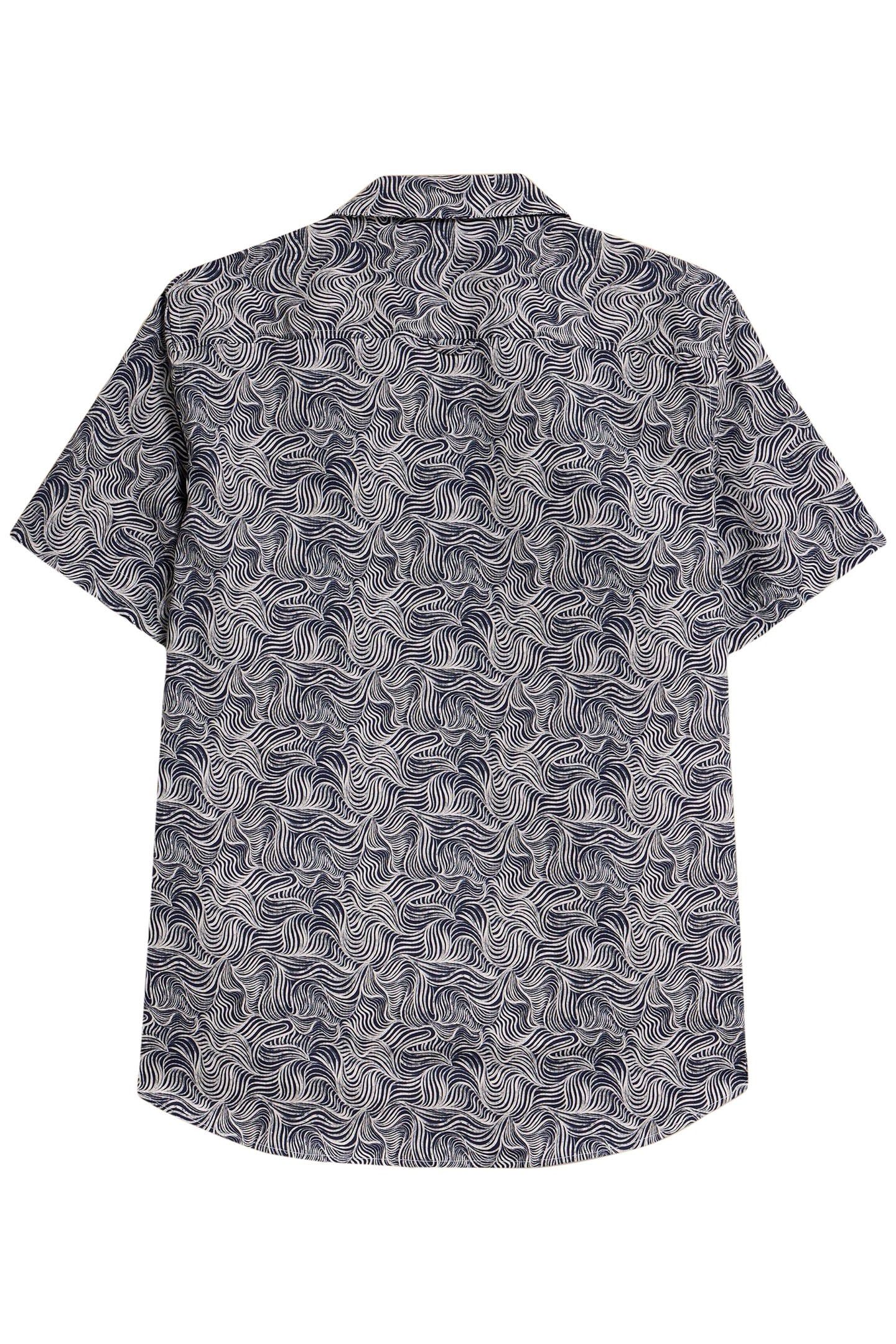 WAVES PRINTED SS SHIRT NAVY PRINT 1