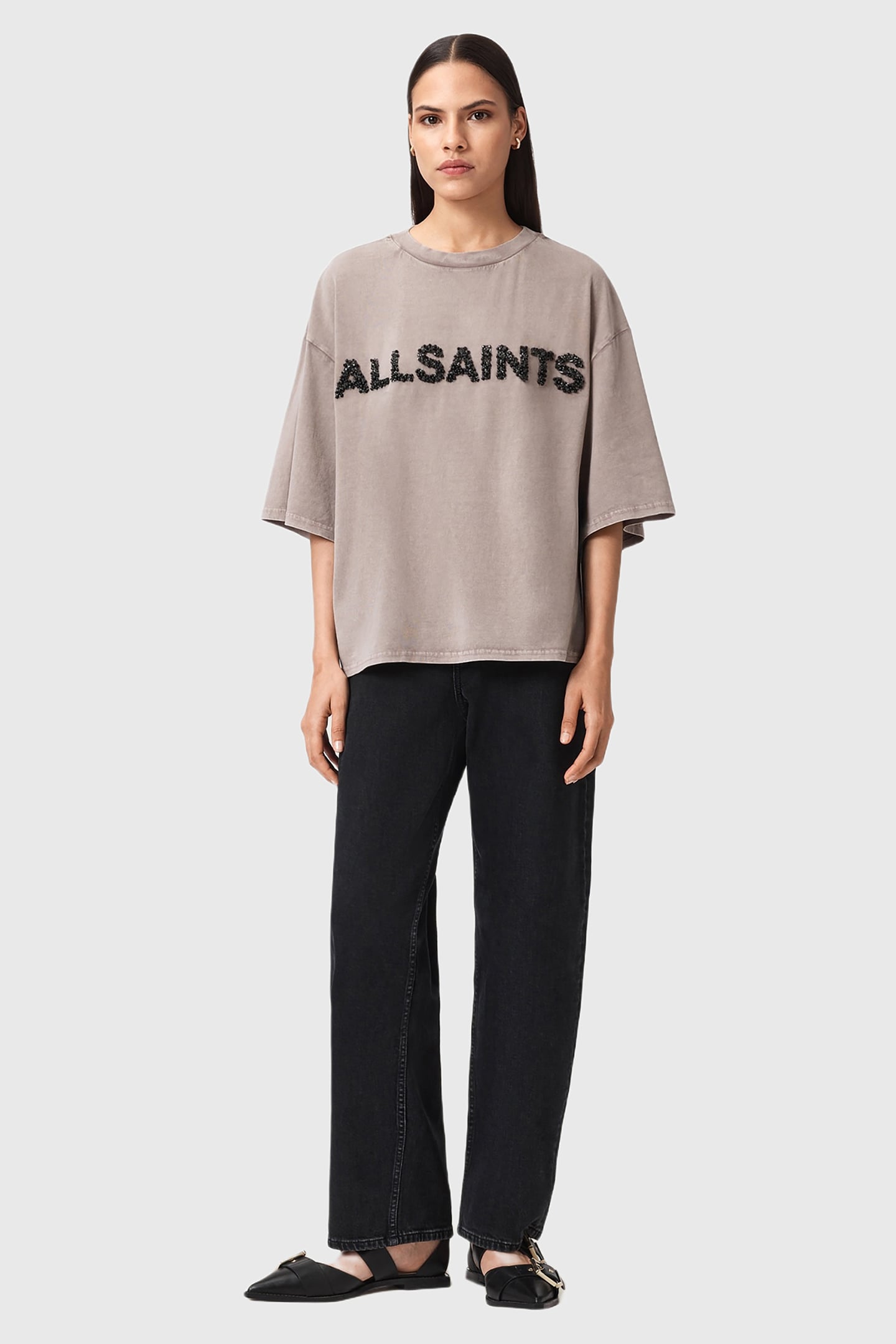 AMELIE AS EMB TEE STONE GREY 2