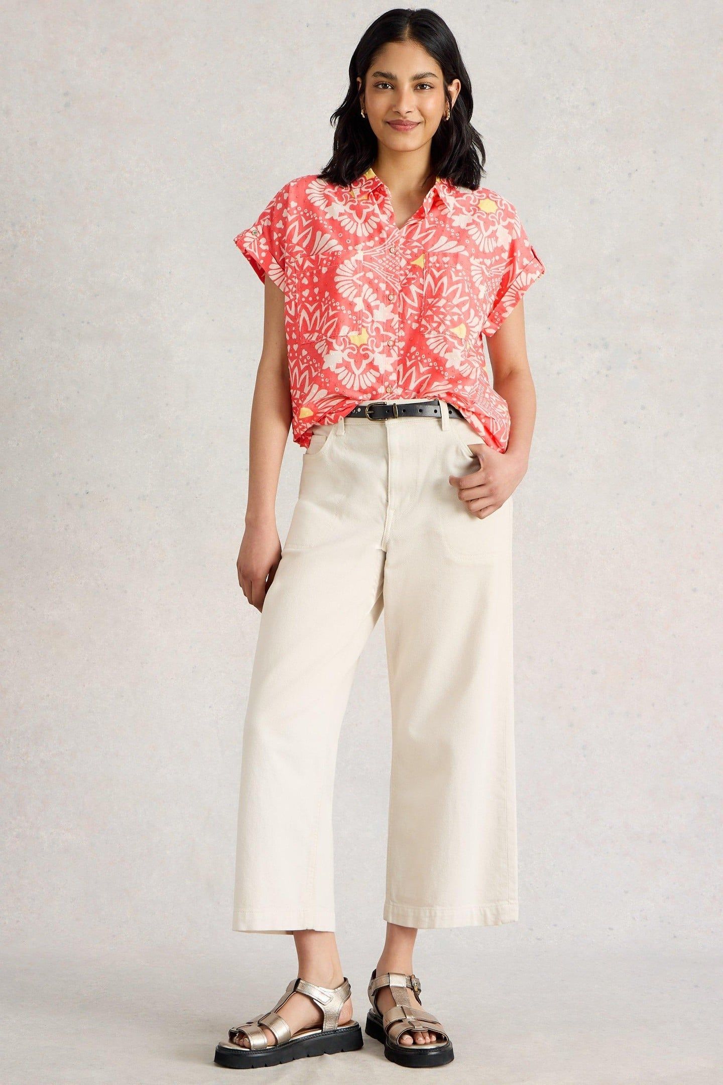 ELLIE ORGANIC COTTON SHIRT PINK PRINT 1