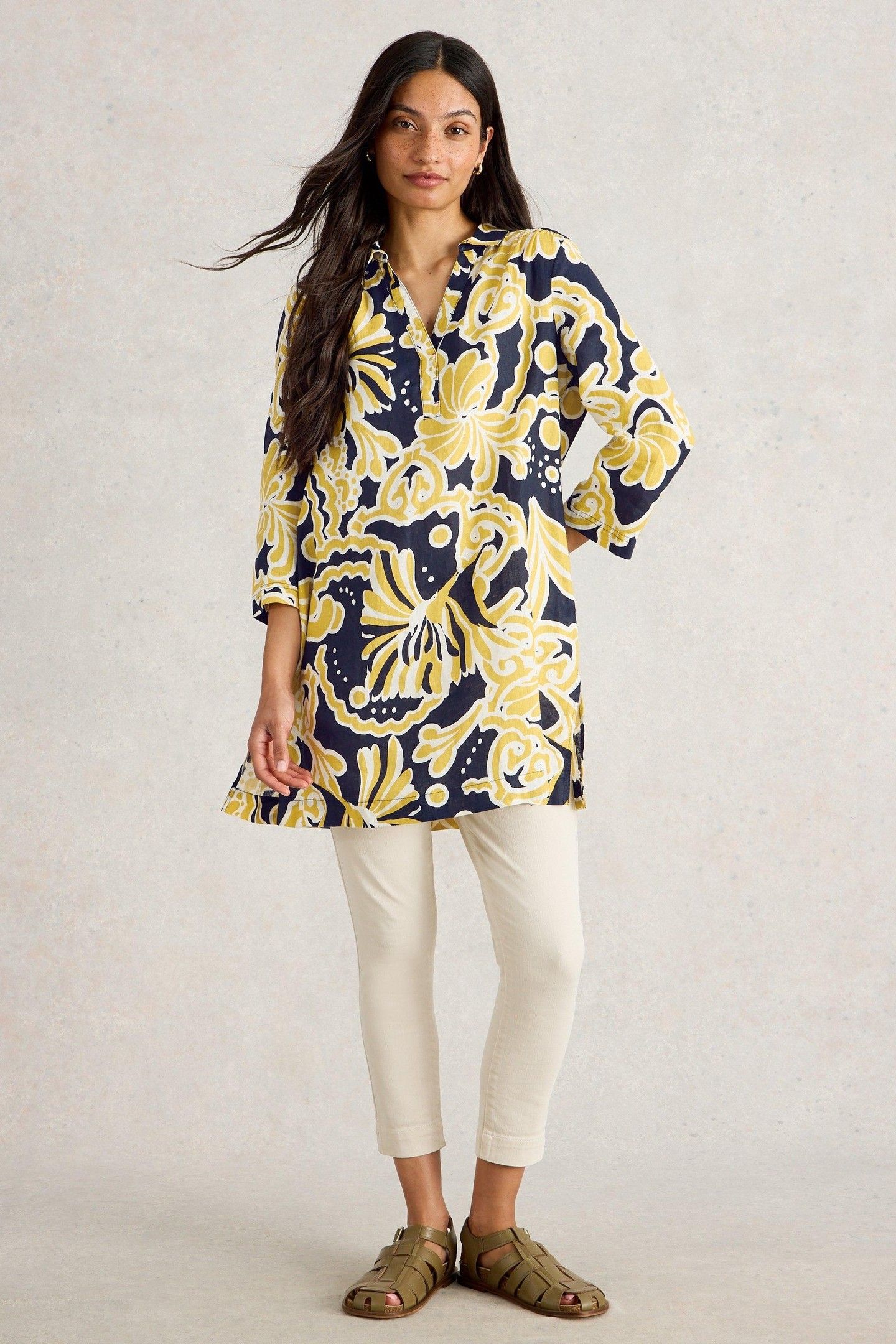 BLAKE LINEN TUNIC YELLOW PRINT 1