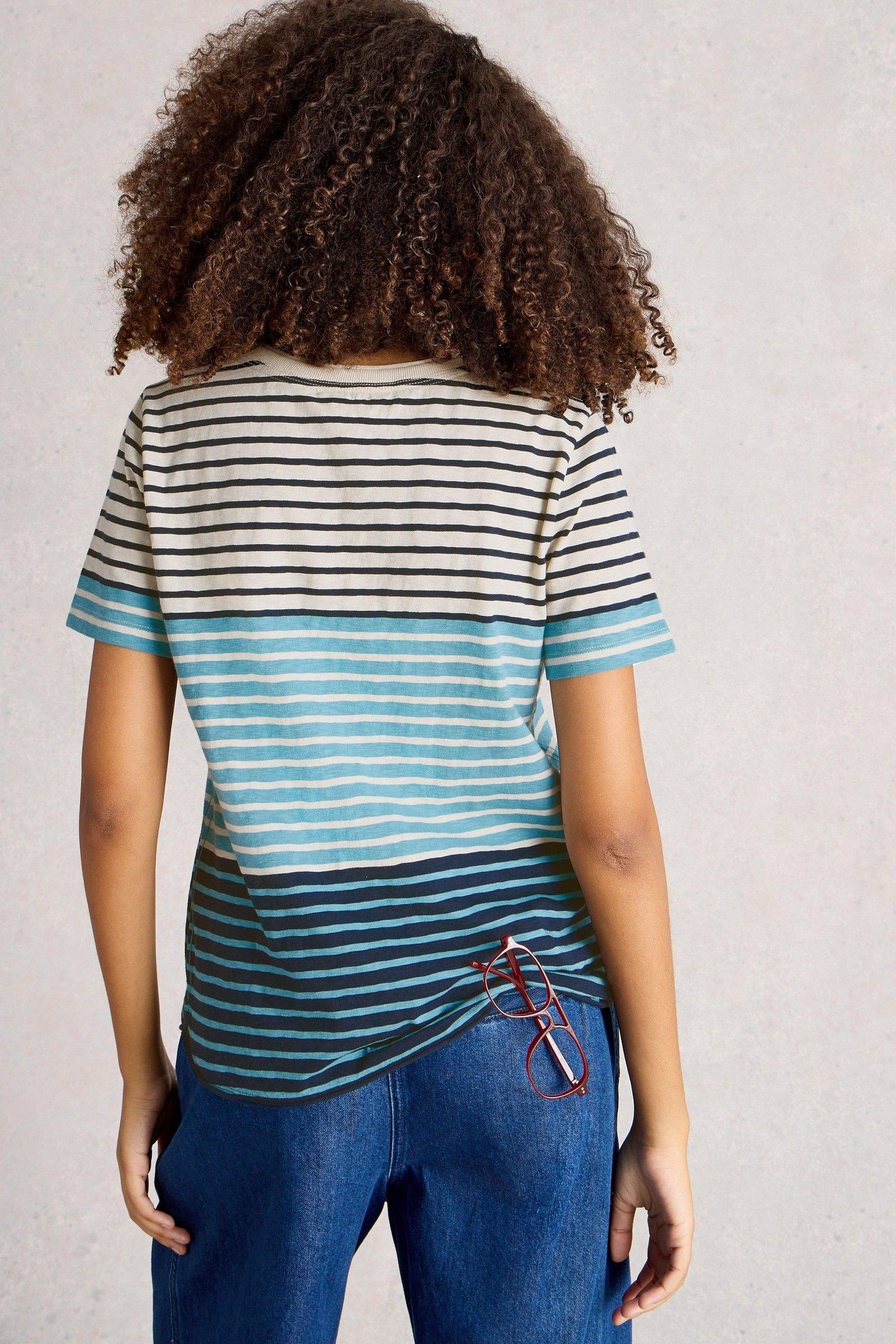 CLARA STRIPE SS TEE BLUE MULTI 2
