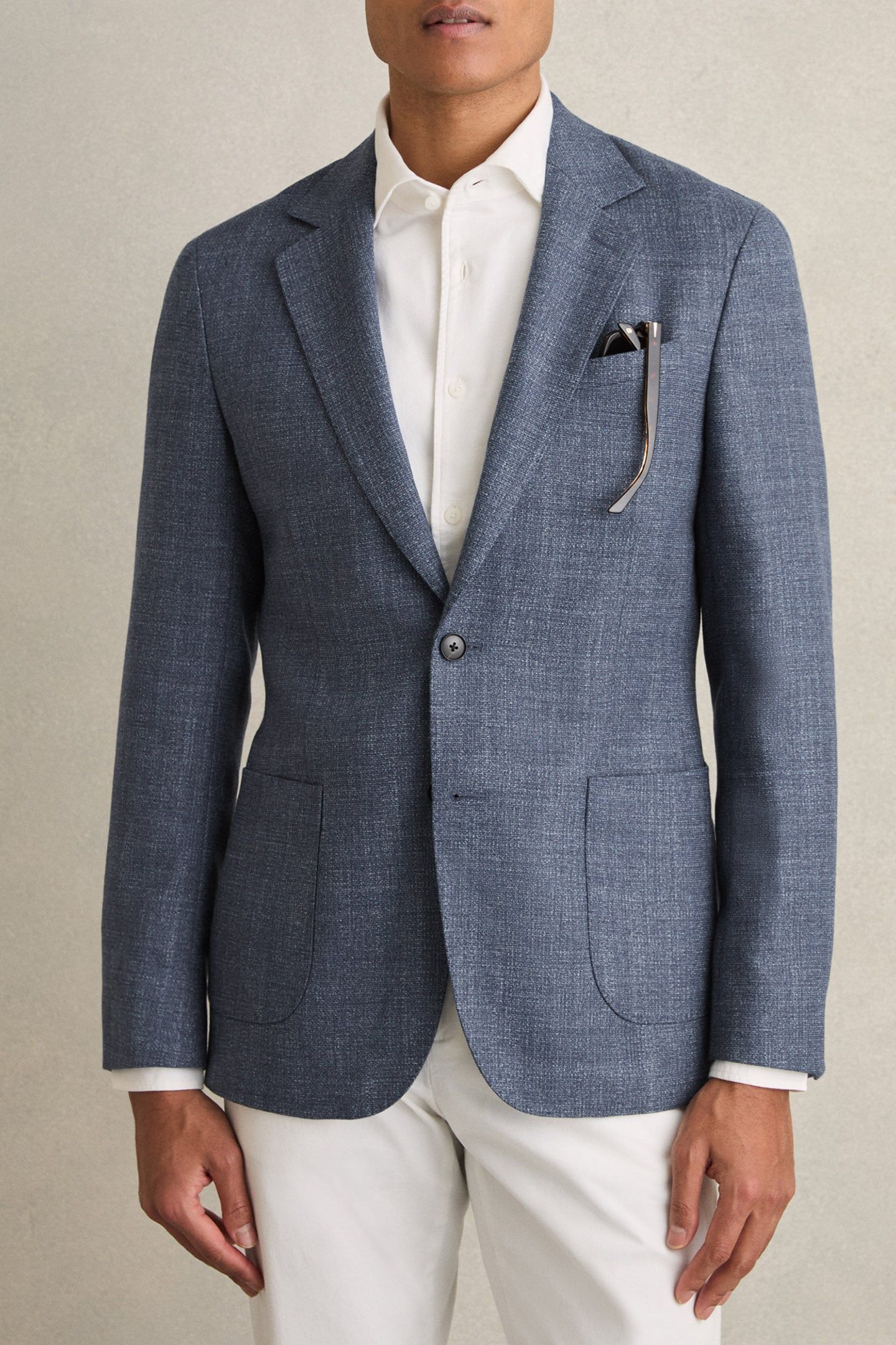 SB 2B NOTCH TEXTURED BLAZER BLUE 1
