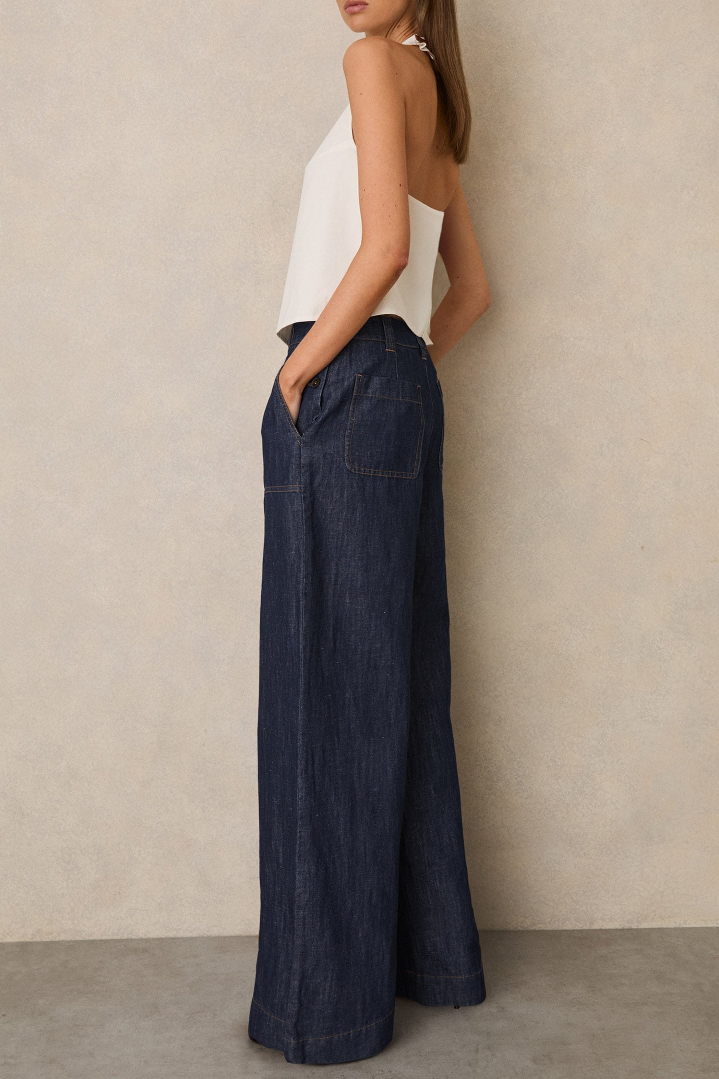 WIDE LEG LINEN TROUSER INDIGO 5