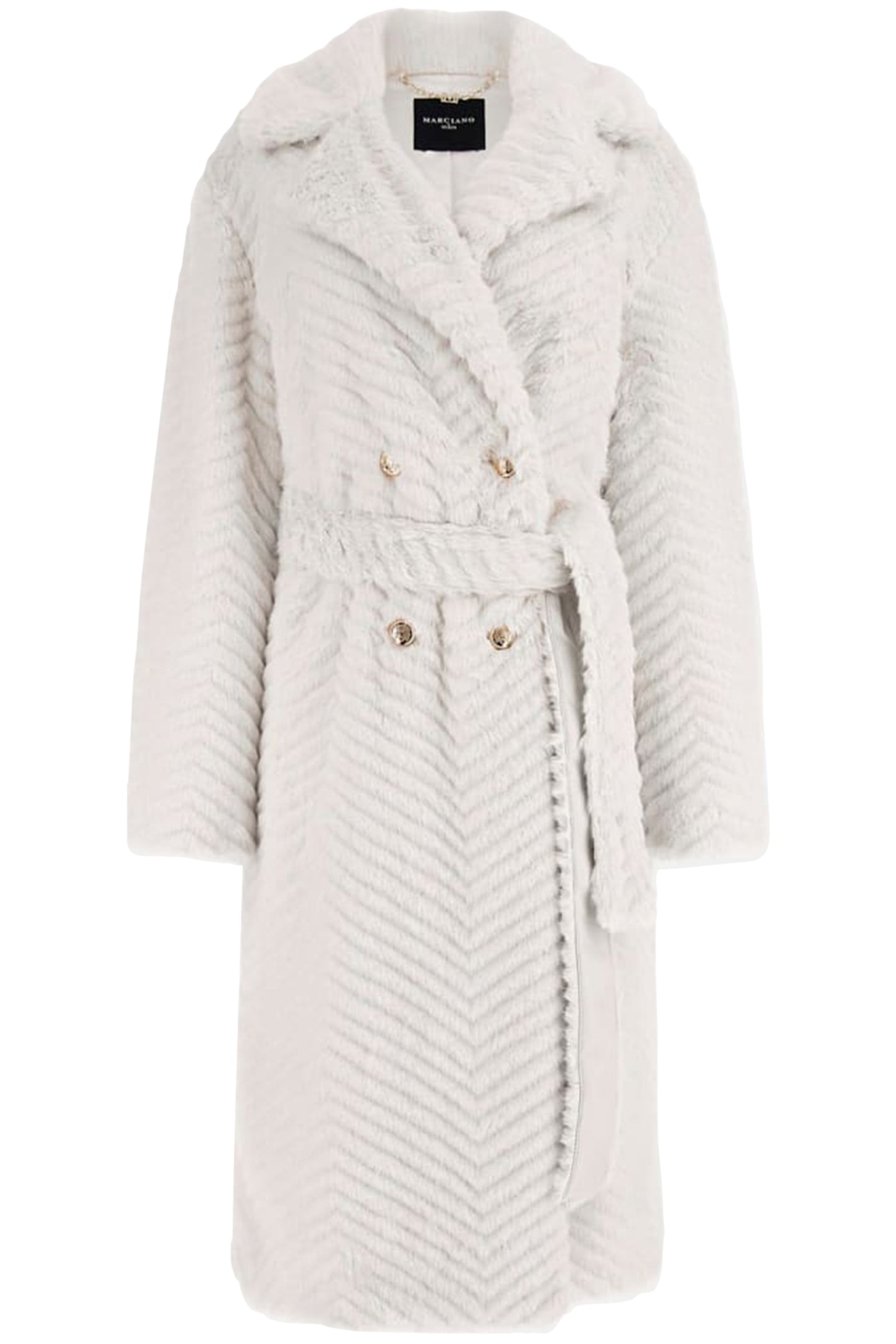 MARCIANO BY GUESS CLAIRE LONG COAT FAUX FUR PALE PEARL MULTI 4