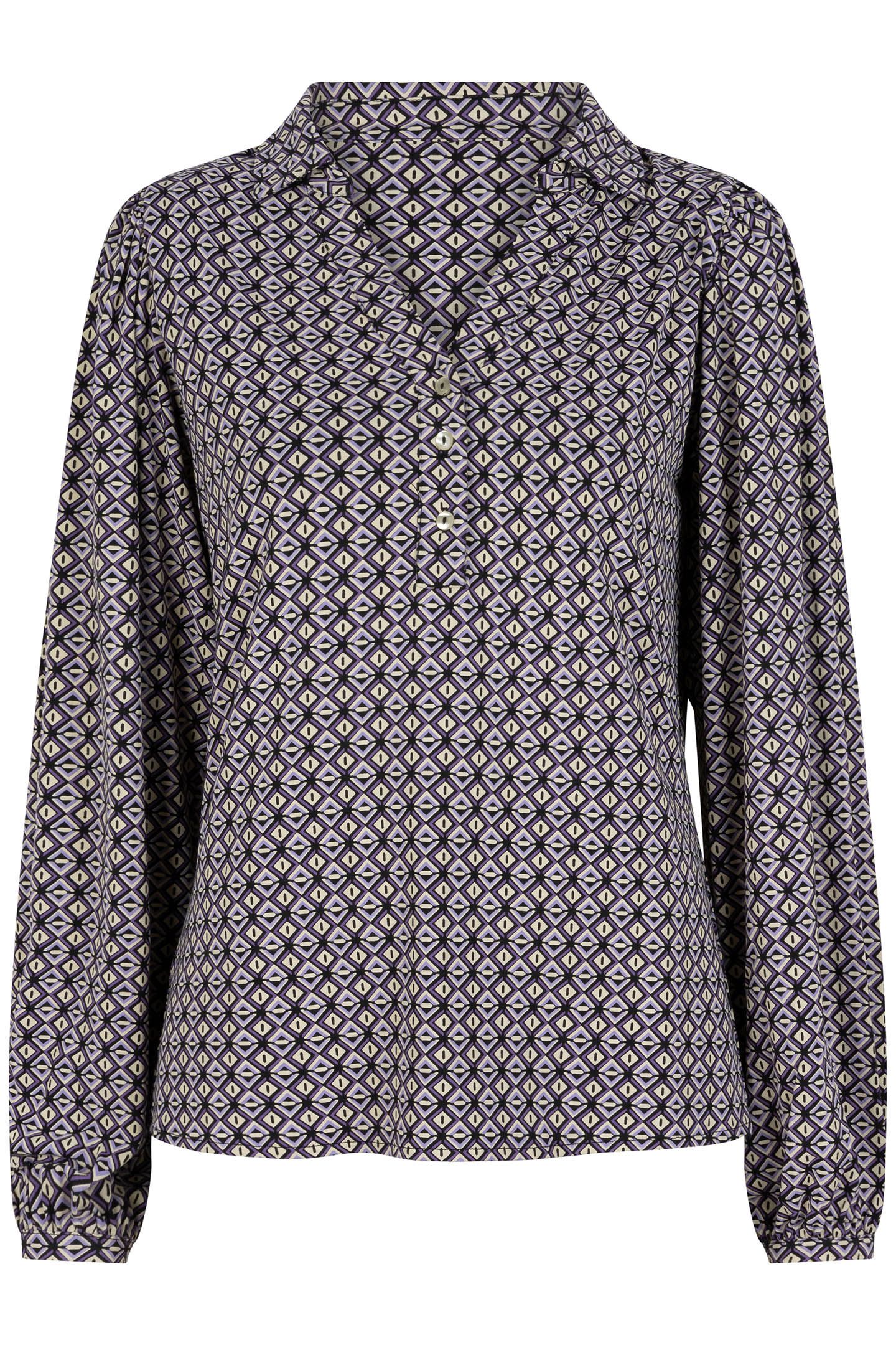 BLOUSE V-NECK COLLAR GRAPHIC EARTH PRINT 6