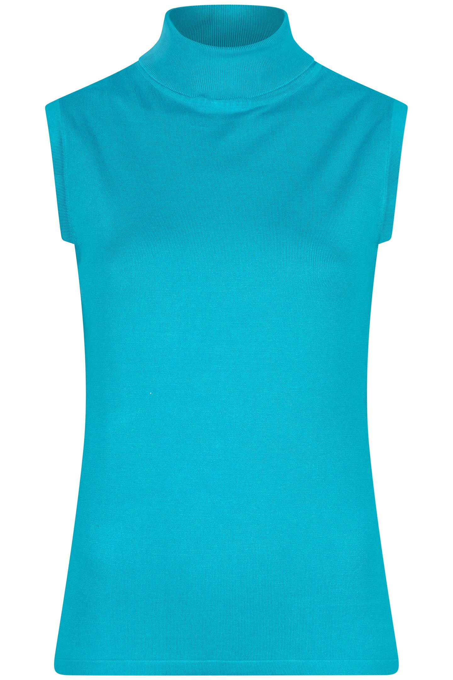 TOP SLVLSS RIBBED COL BASIC KNIT PEACOCK BLUE 6