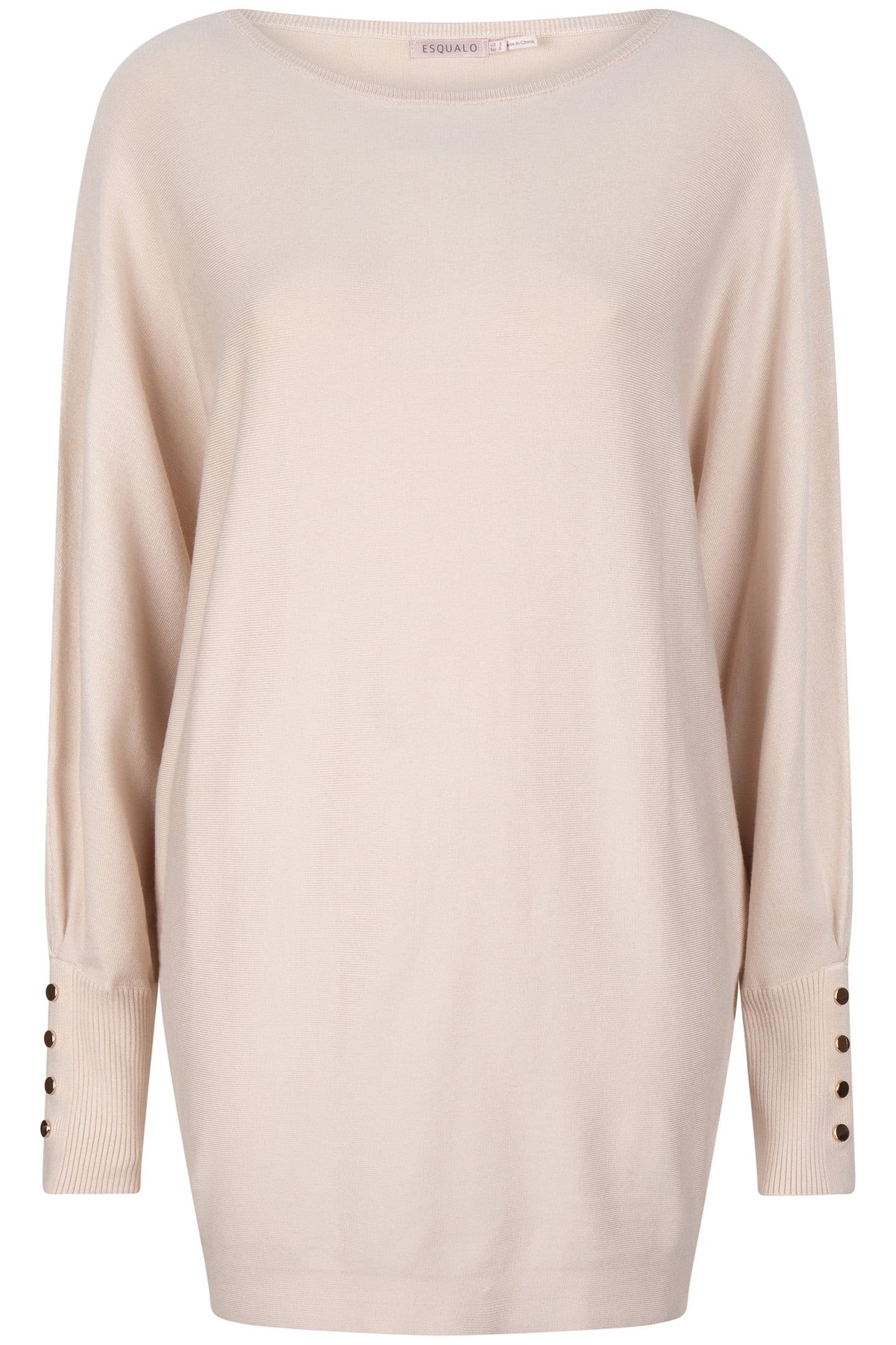 SWEATER BATWING BUTTONED CUFF LIGHT SAND 6