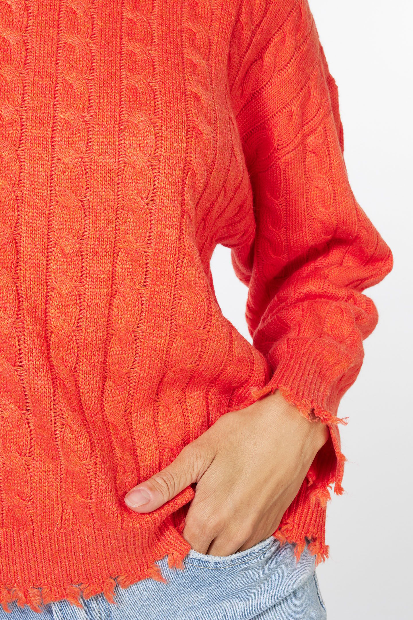 SWEATER CABLES RAW EDGE ORANGE 7