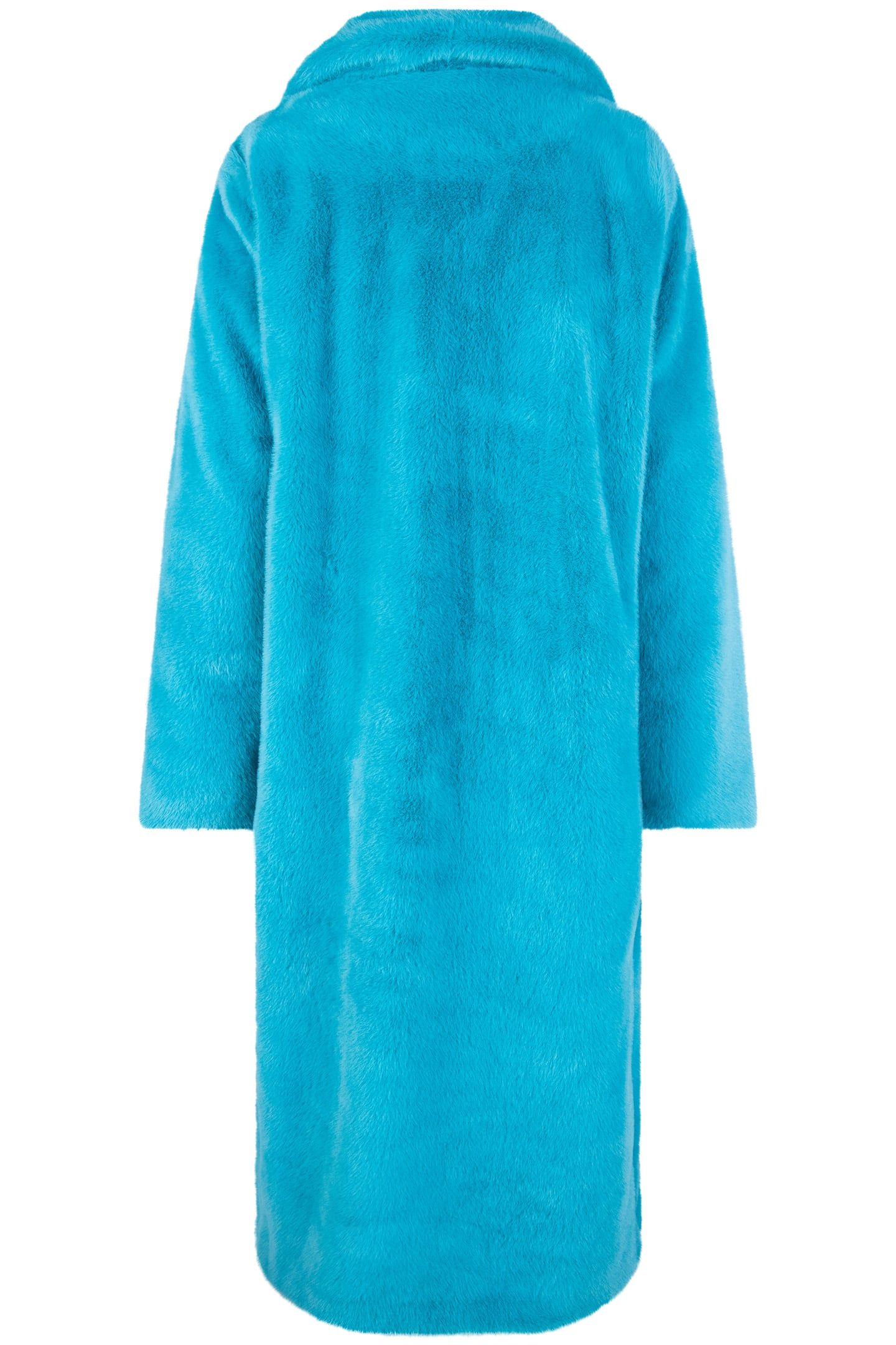 COAT SHAWL COLLAR FAKE FUR PETROL 5