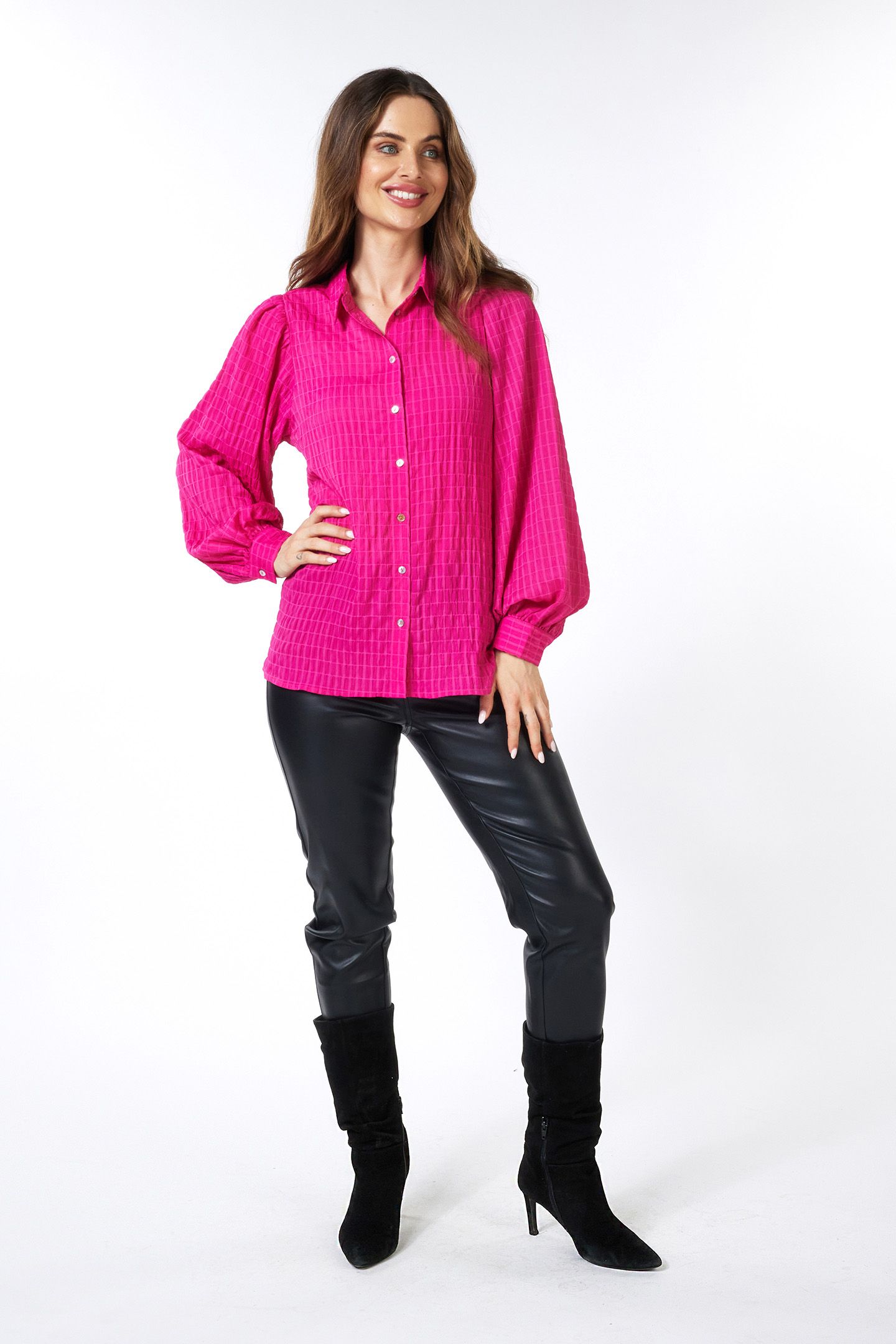 BLOUSE STRUCTURE FABRIC FUCHSIA 2
