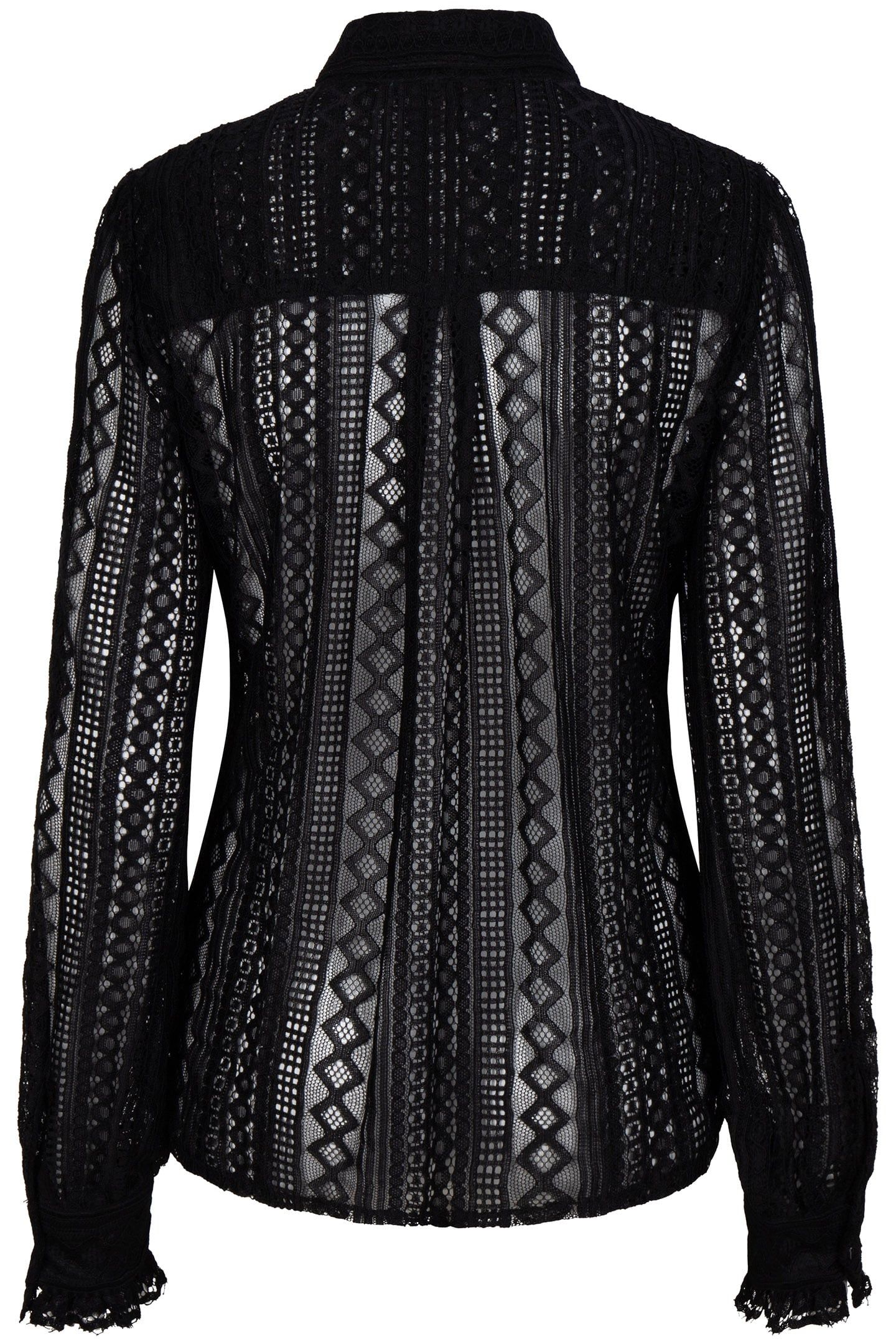 BLOUSE LACE PUFF SLVE BLACK 6