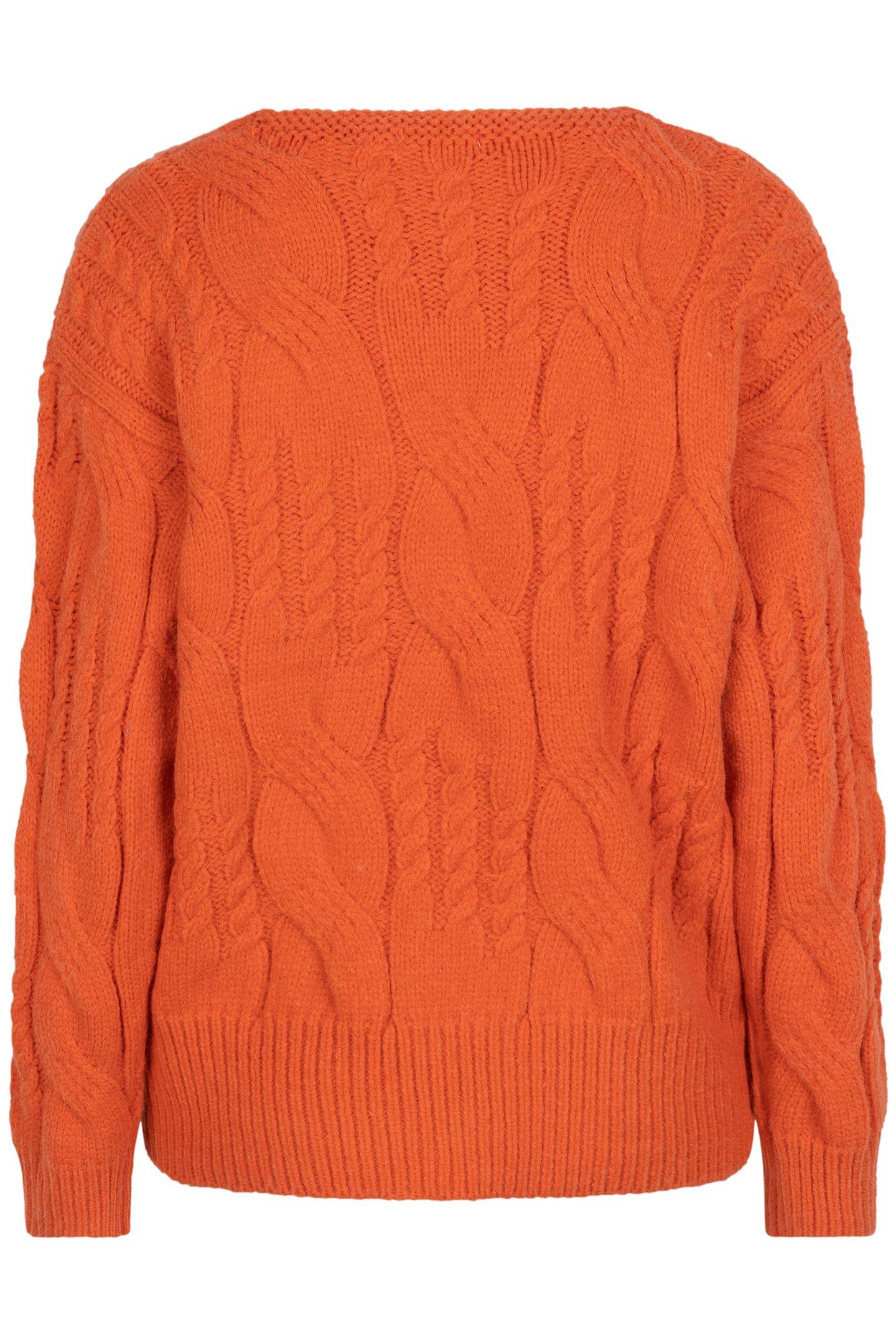 SWEATER CABLES V-NECK RED CLAY 5