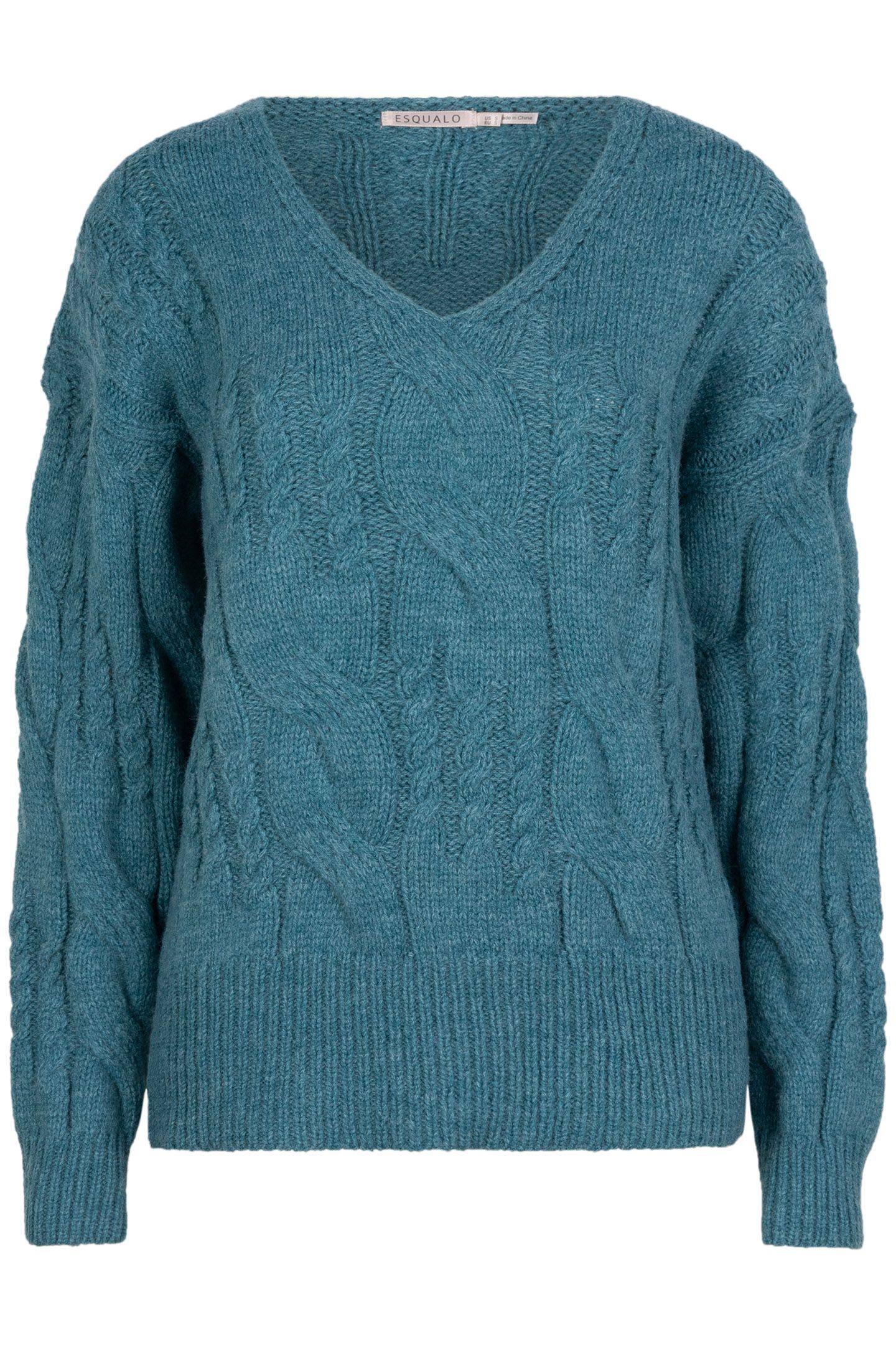 SWEATER CABLES V-NECK GALAXY BLUE 5
