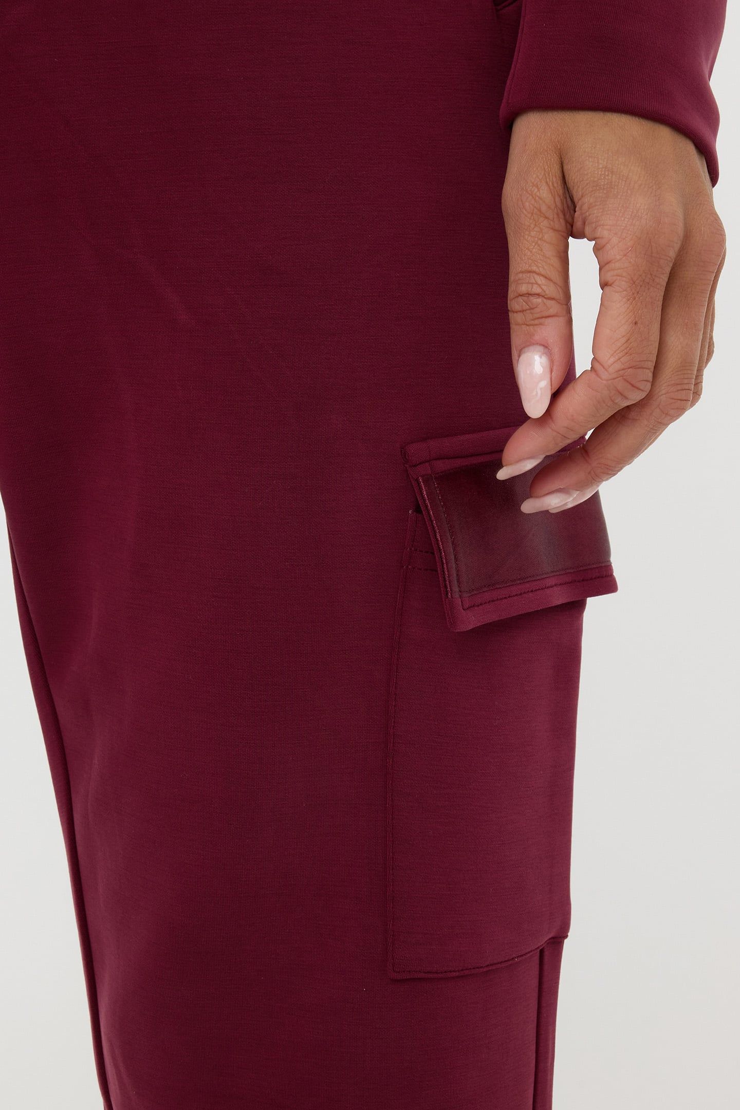TROUSER CARGO SATIN MODAL WINE RED 7