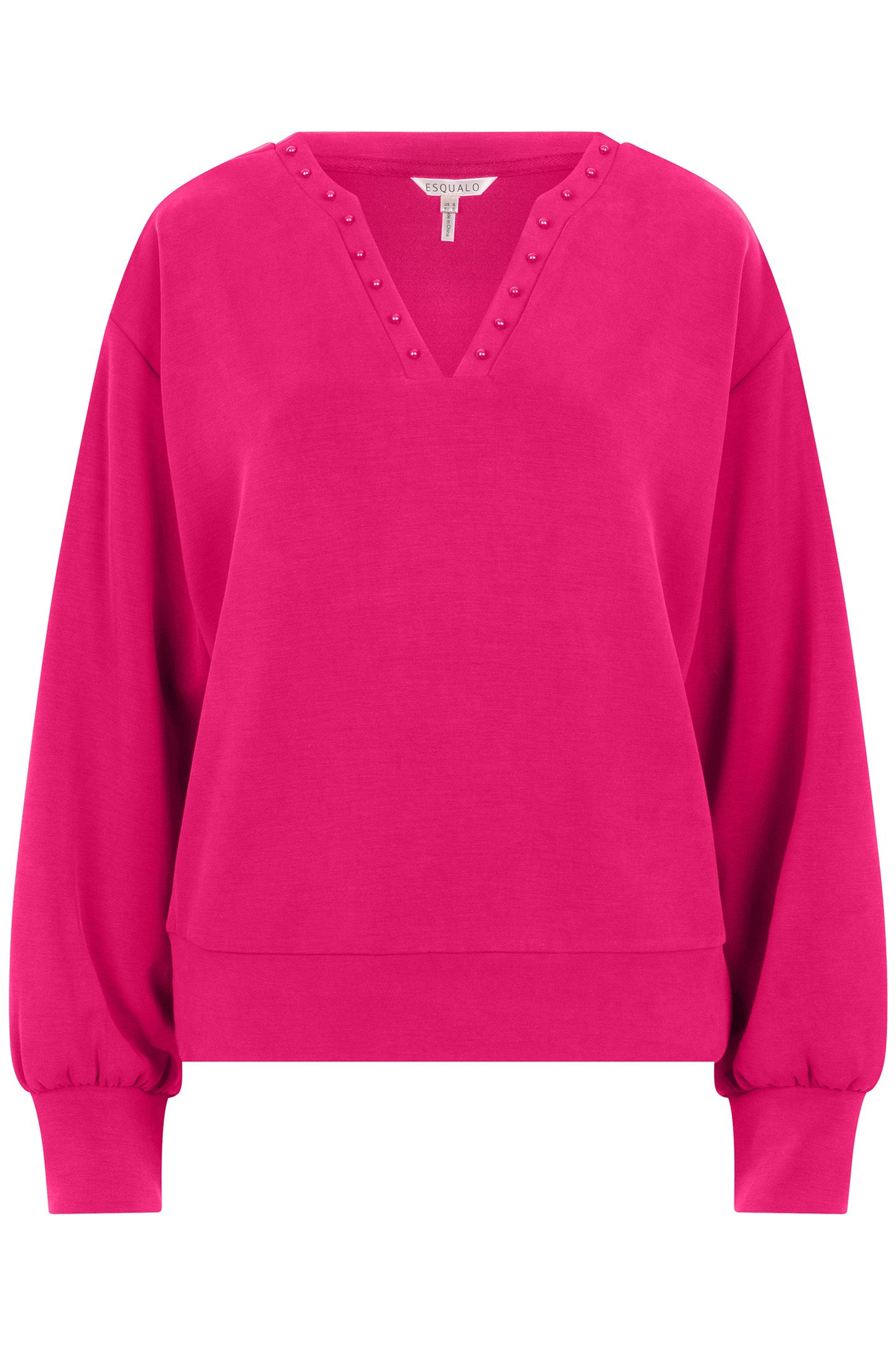SWEATER “V” STUDS MODAL CERISE PINK 3