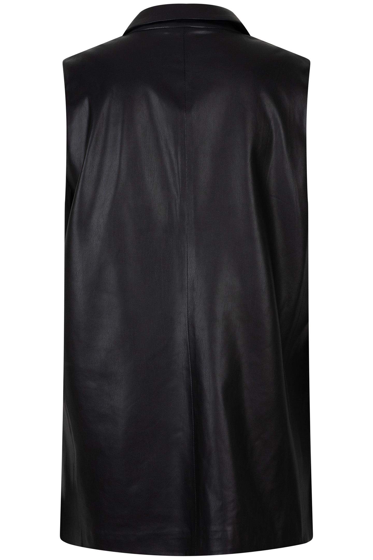 GILET LONG VEGAN LEATHER BLACK 4