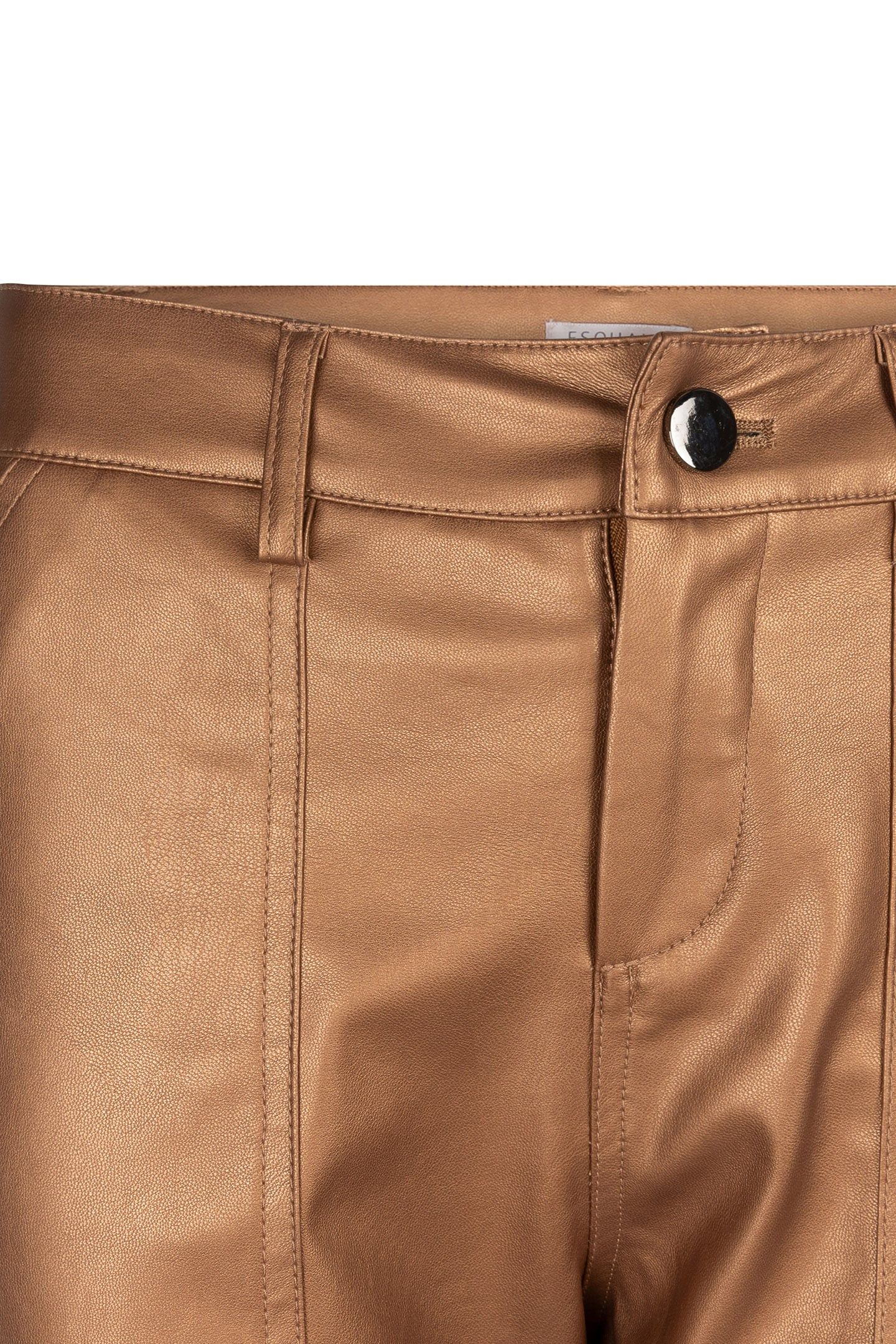 TROUSERS CARGO VEGAN LEATHER BRANDY 10