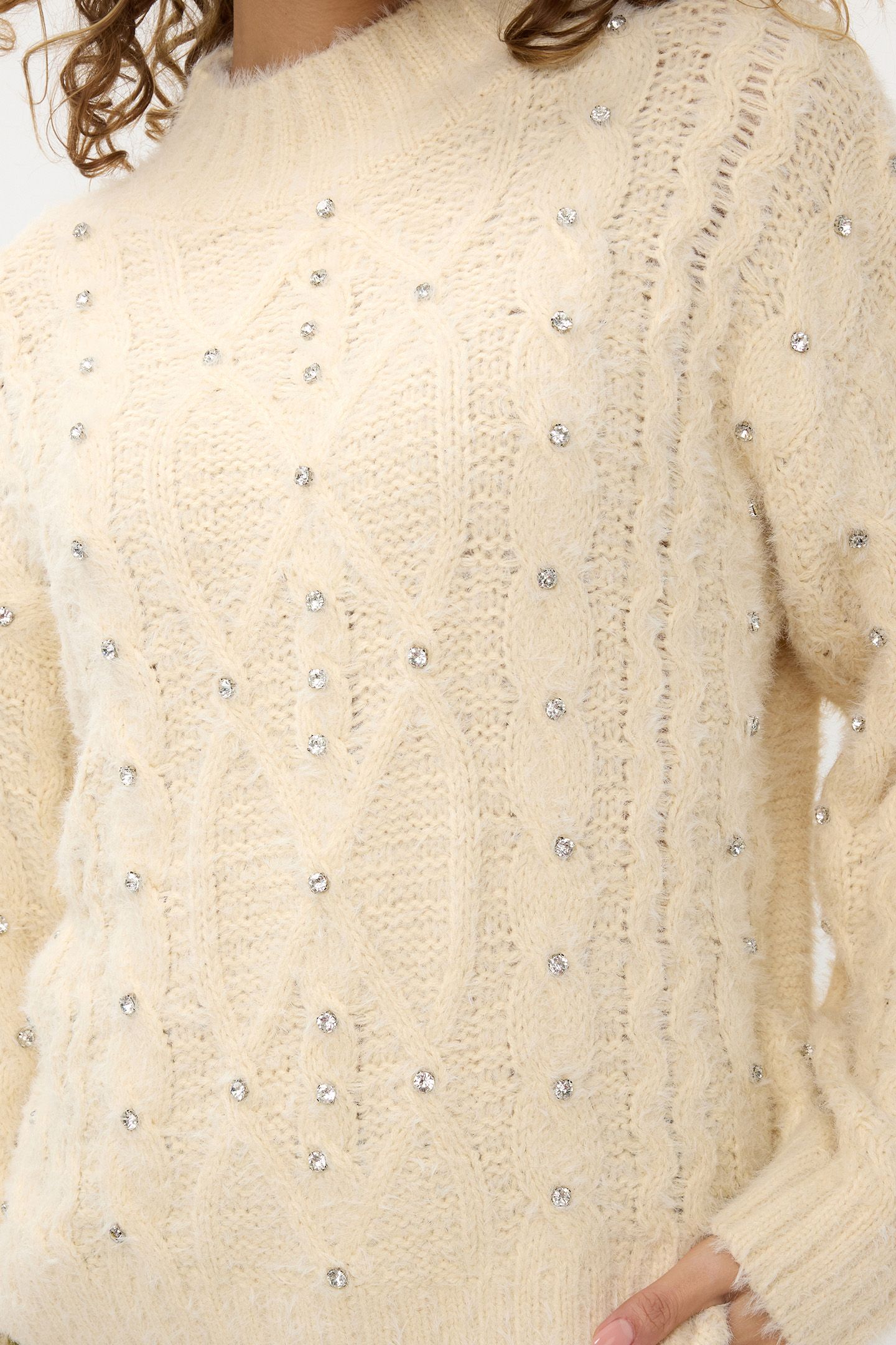 SWEATER CABLE STONES BISCUIT 6