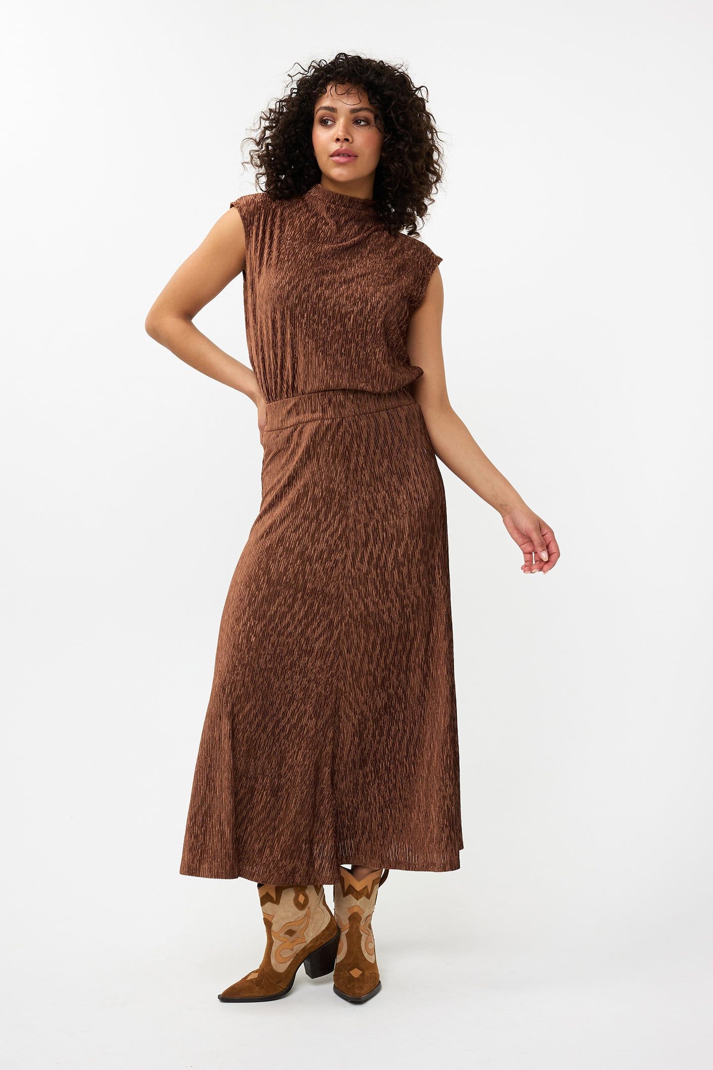 SKIRT CRINKLED VELOURS BRANDY 2