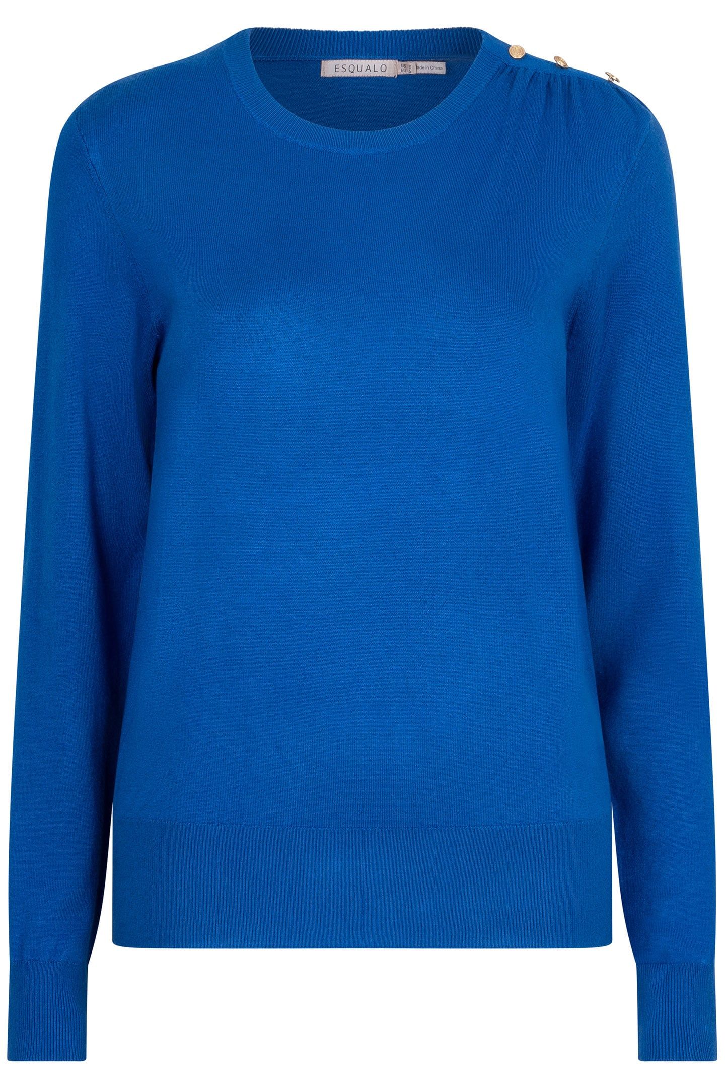 SWEATER GATHERING BUTTON DETAILS BASIC KNIT BRILLIANT BLUE 3