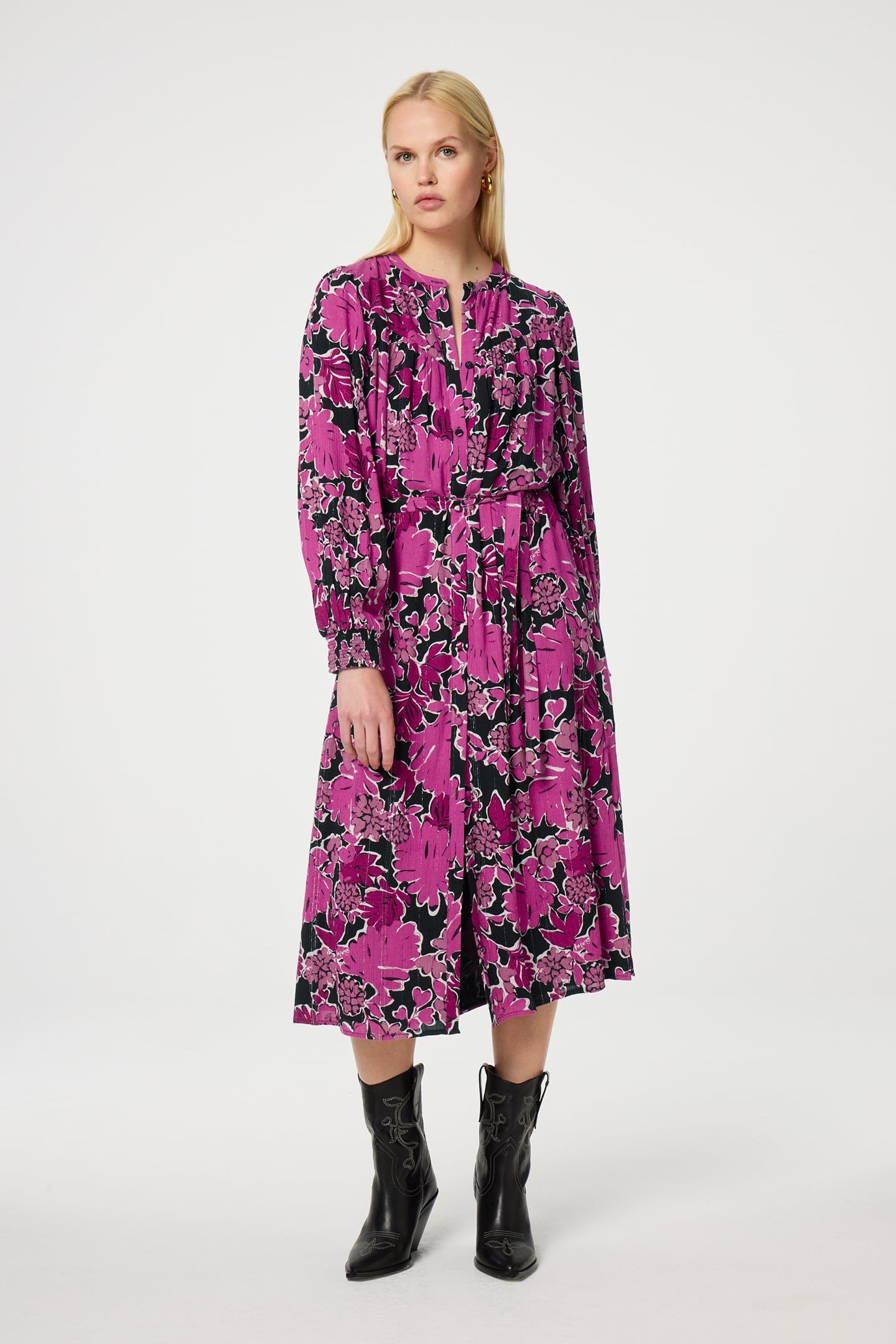 WILLA DRESS BLACK/RASPBERRY 1