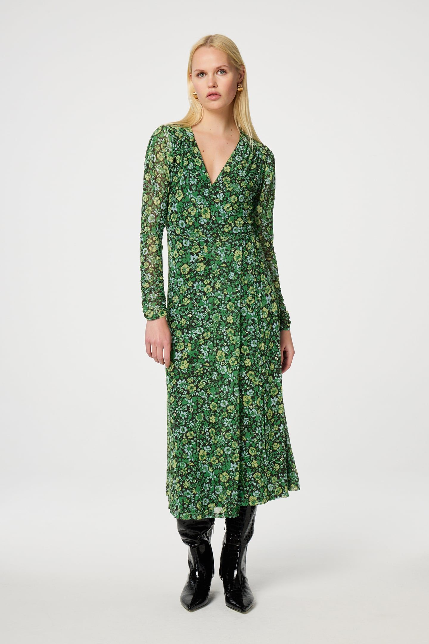 NATALIE DRESS BLACK/PARROT GREEN 1
