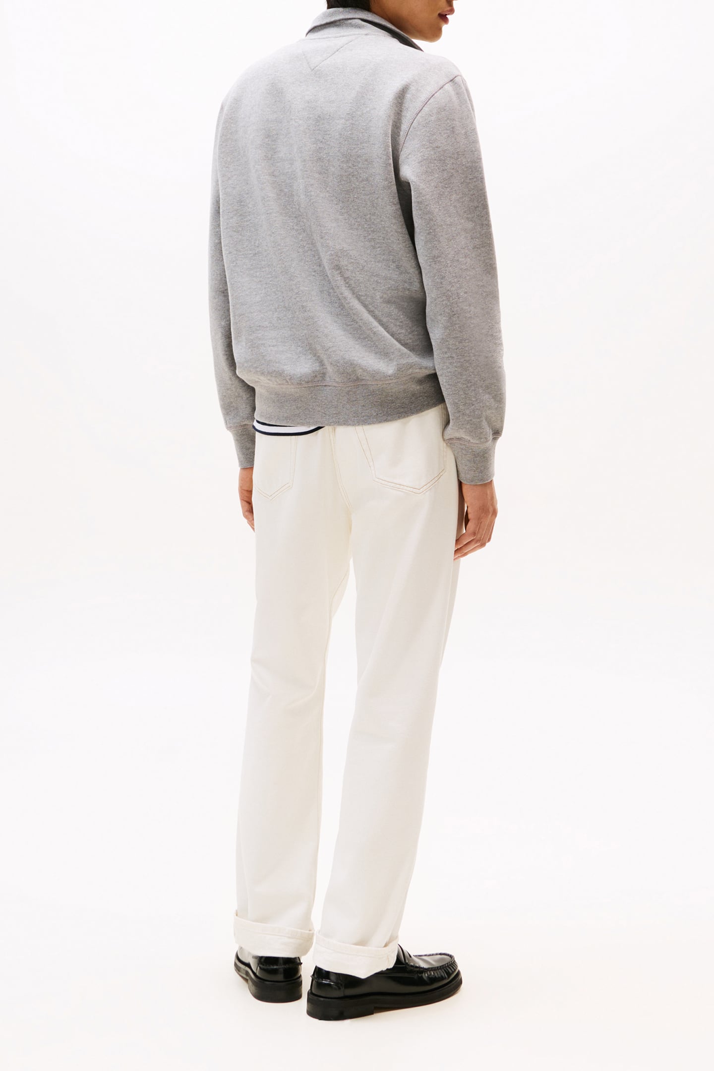 ESSENTIAL FLEECE 1/4 ZIP MEDIUM GREY HEATHER 3